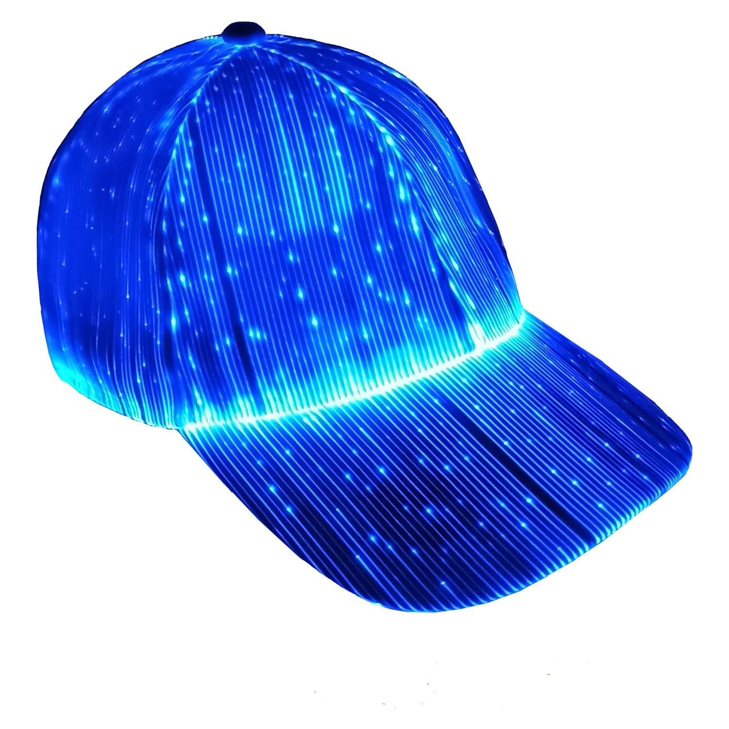 Gorra LED de fibra óptica EDC ajustable 7 colores recargable
