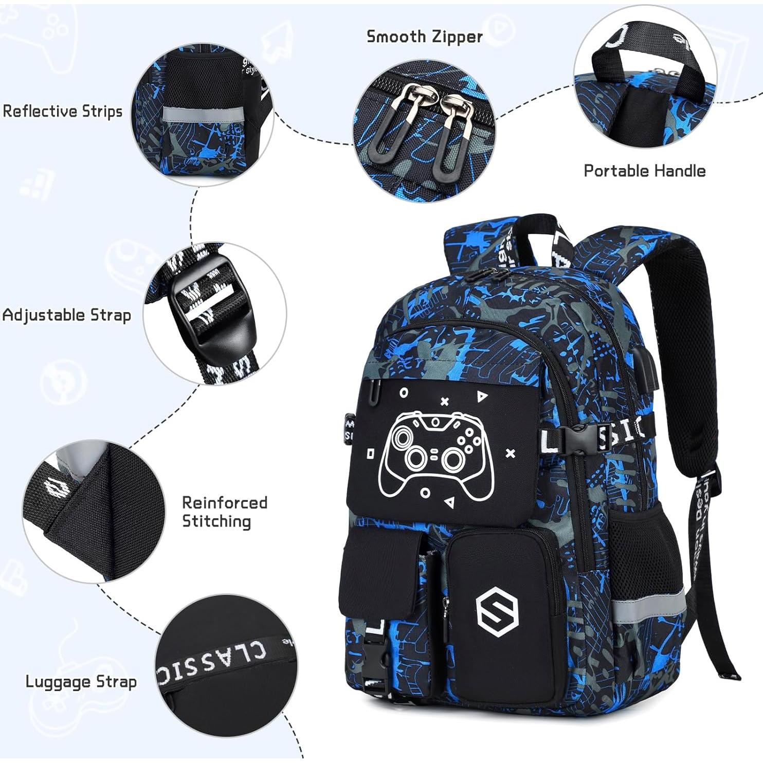 Mochila Escolar Luminiscente Genial para Niños con Almuerzo