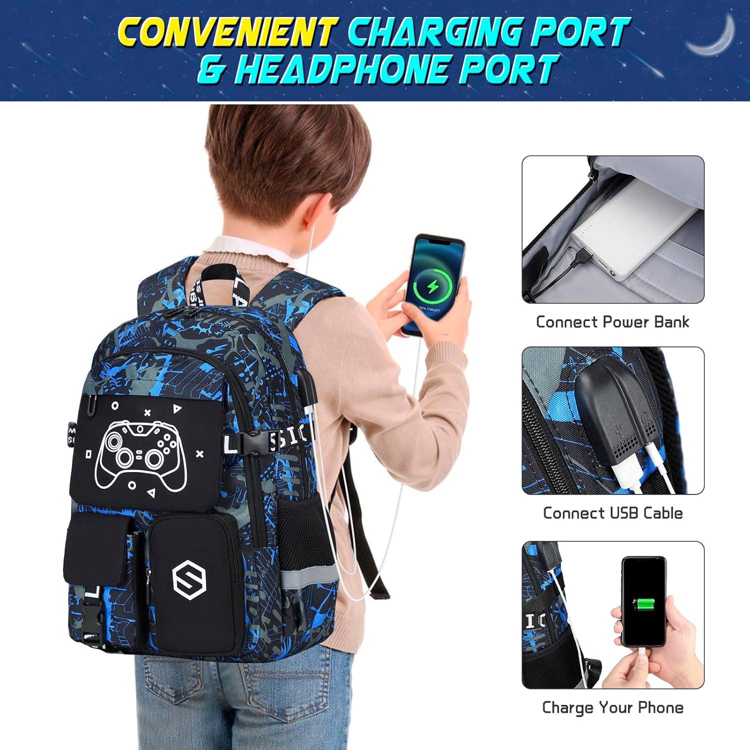 Mochila Escolar Luminiscente Genial para Niños con Almuerzo