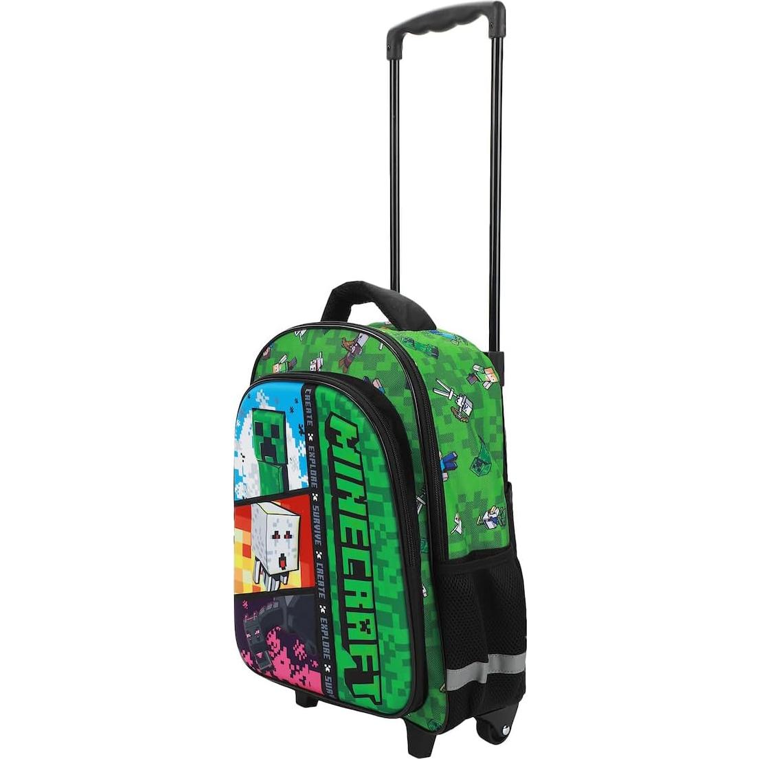 Mochila Rodante BIOWORLD Minecraft 40.64 cm con Mango Ajustable