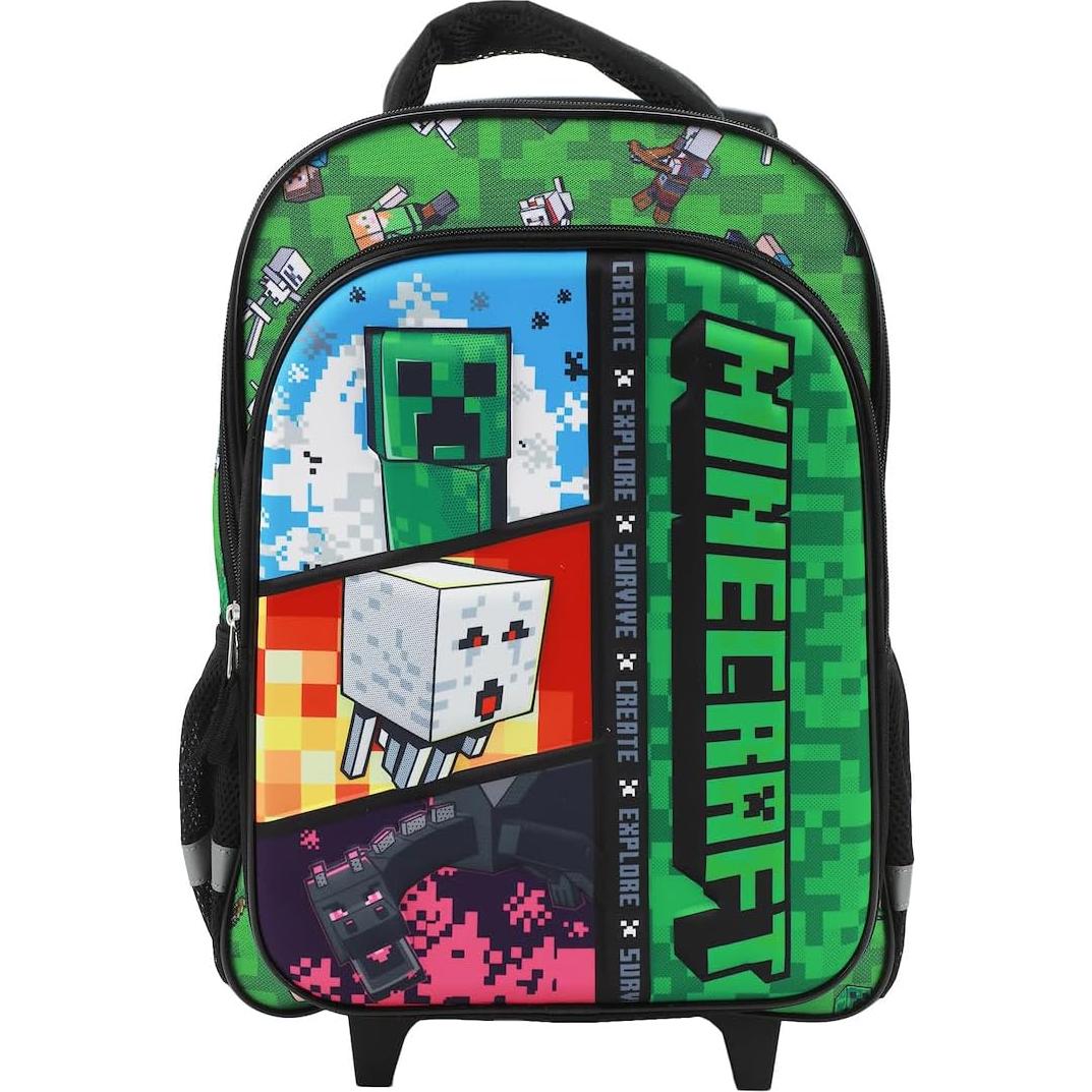 Mochila Rodante BIOWORLD Minecraft 40.64 cm con Mango Ajustable