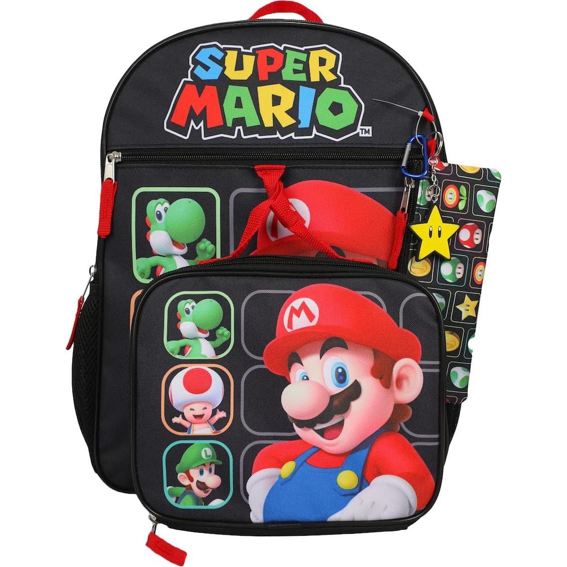 Conjunto Mochila Super Mario Bros 5 Piezas 40.64 cm