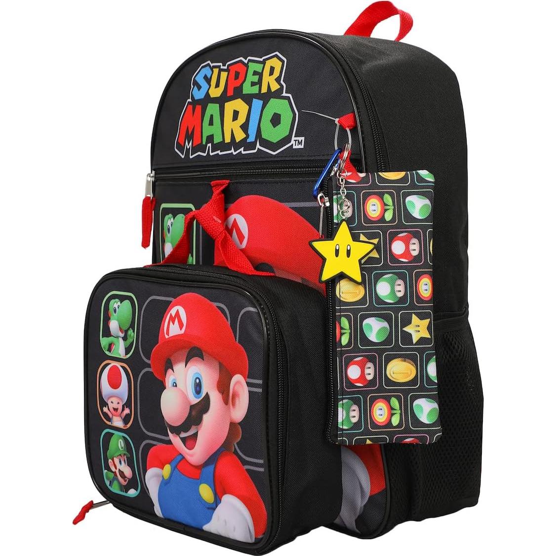 Conjunto Mochila Super Mario Bros 5 Piezas 40.64 cm