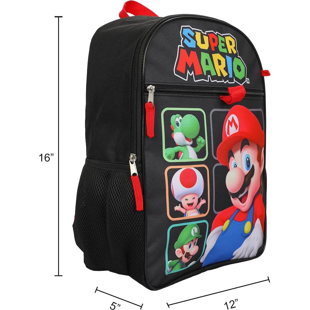 Conjunto Mochila Super Mario Bros 5 Piezas 40.64 cm