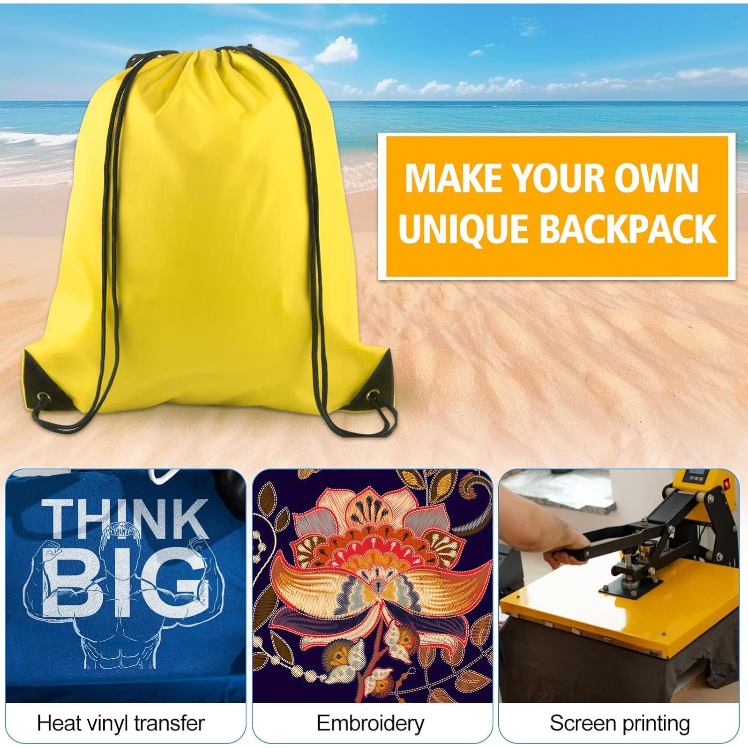 Mochila de Cuerda KUUQA Amarilla 2 Pcs 40x34 cm para Gimnasio