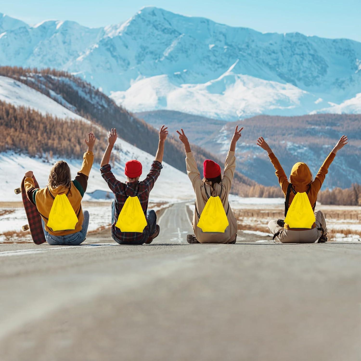 Mochila de Cuerda KUUQA Amarilla 2 Pcs 40x34 cm para Gimnasio