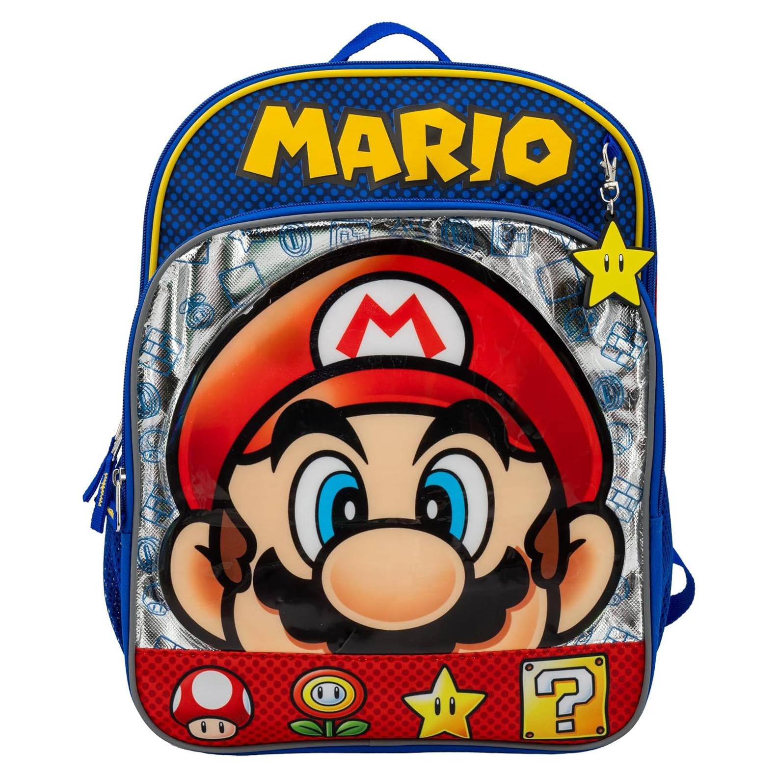 Mochila Escolar Super Mario Brothers 16" Azul y Rojo