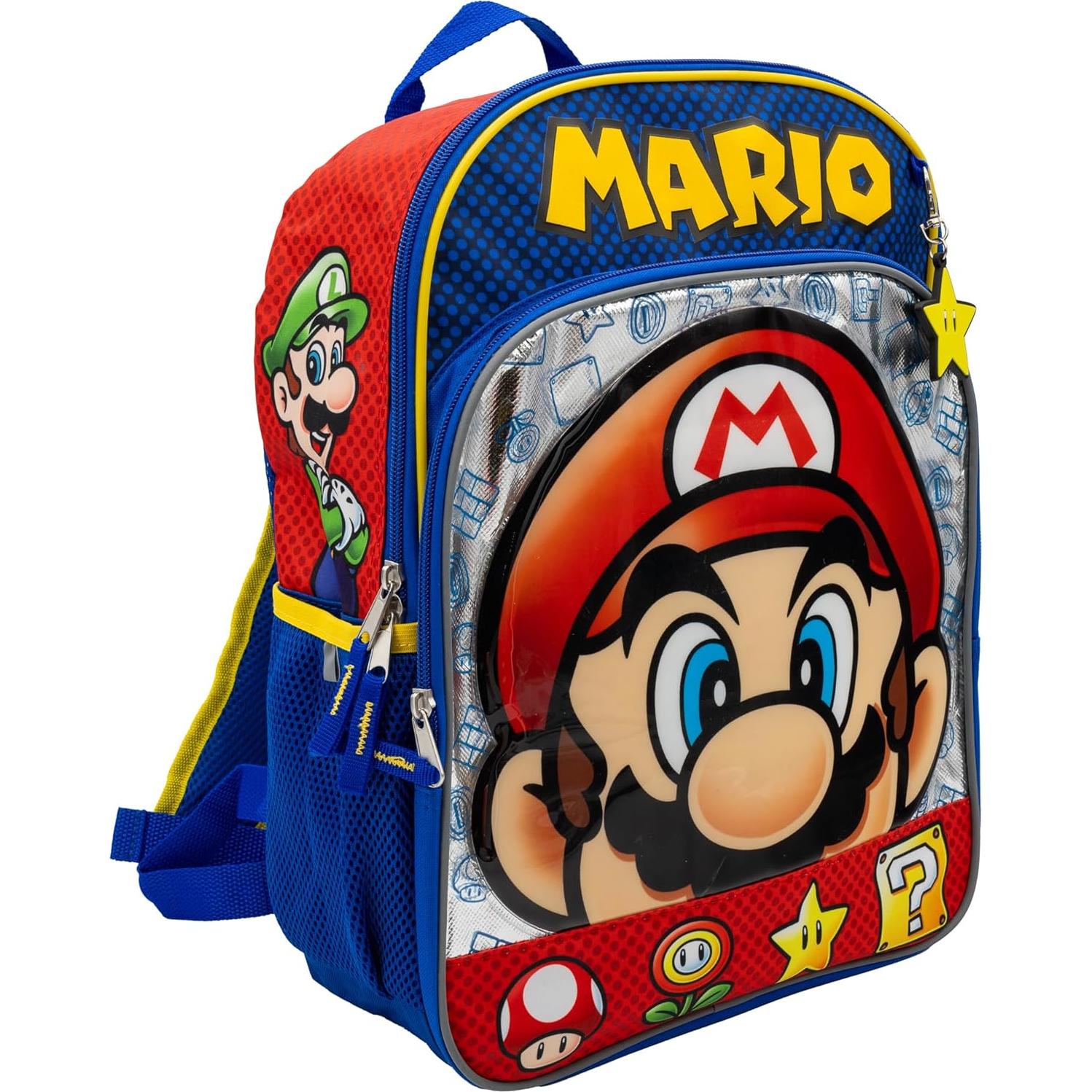 Mochila Escolar Super Mario Brothers 16" Azul y Rojo
