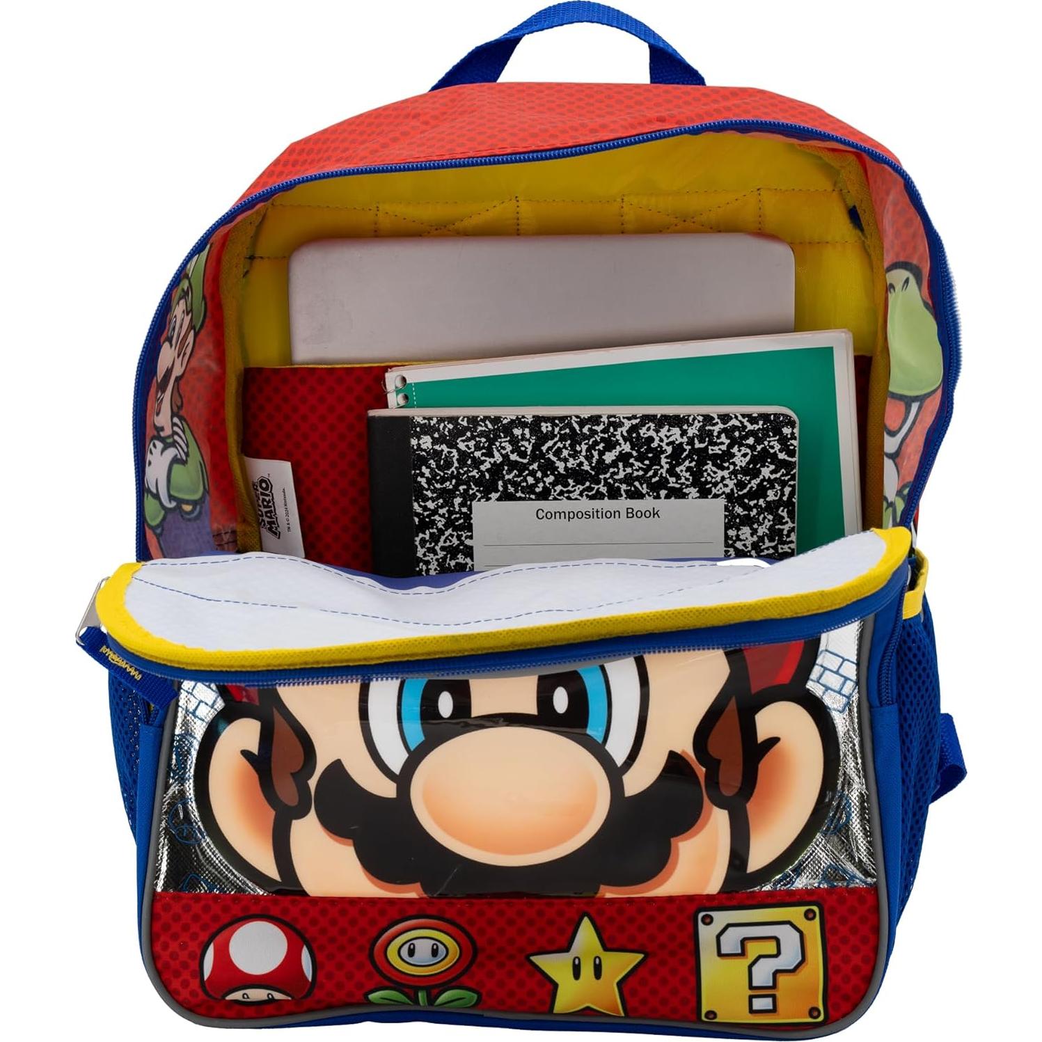 Mochila Escolar Super Mario Brothers 16" Azul y Rojo