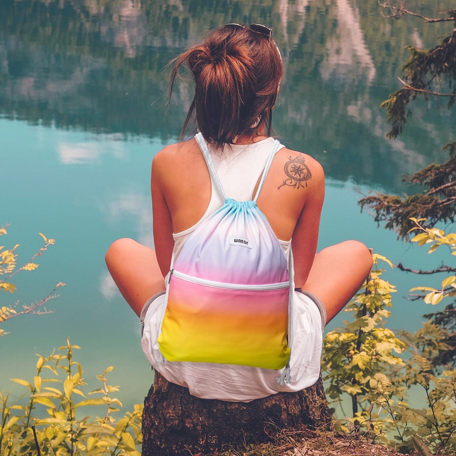 Mochila de Cuerda WANDF Resistente al Agua 10L Arco Iris