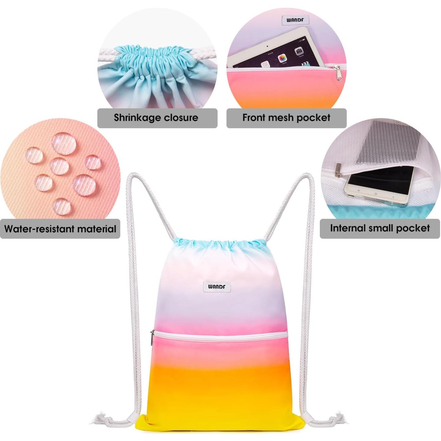 Mochila de Cuerda WANDF Resistente al Agua 10L Arco Iris