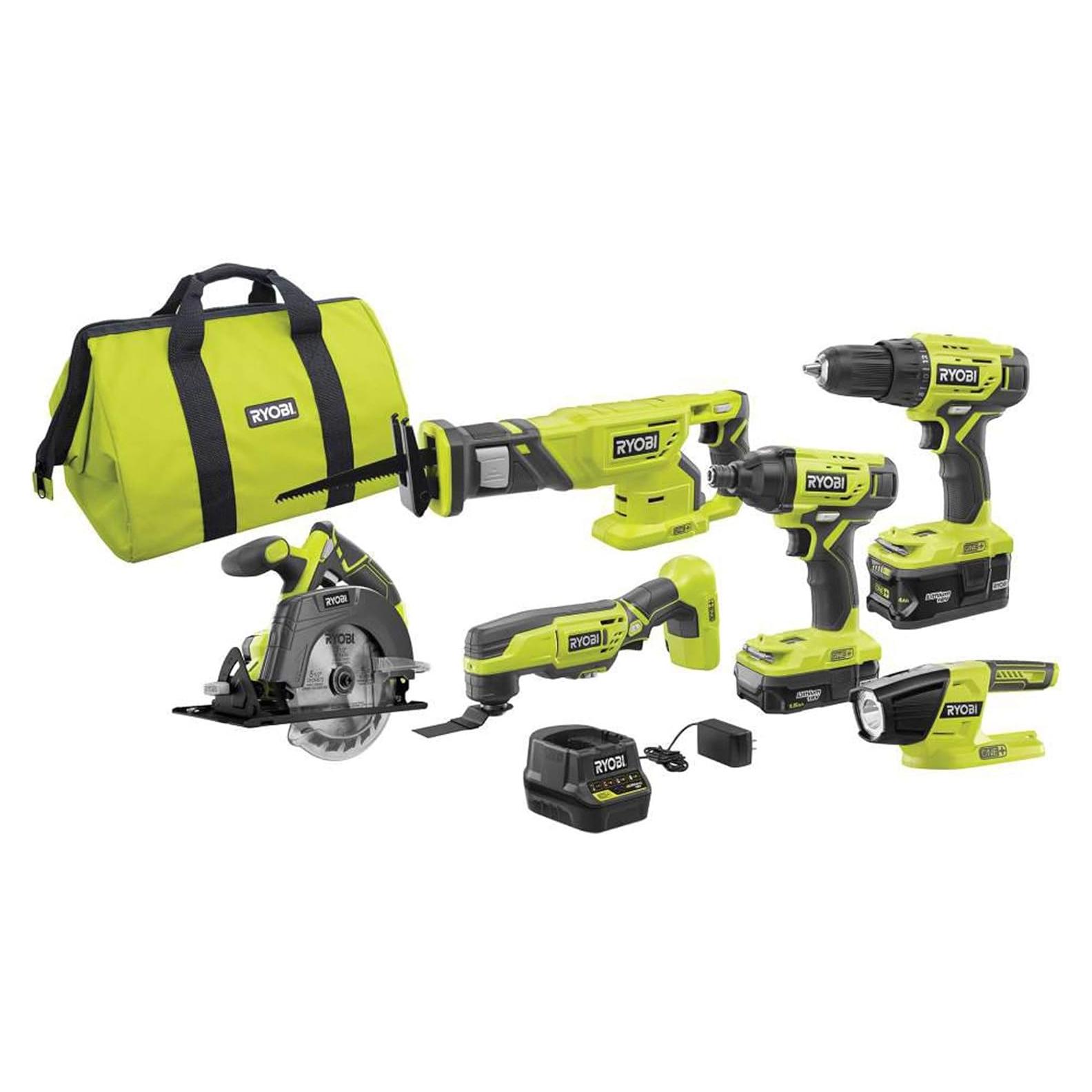 Kit de Herramientas RYOBI P1819 18V - 6 Piezas, 2 Baterías