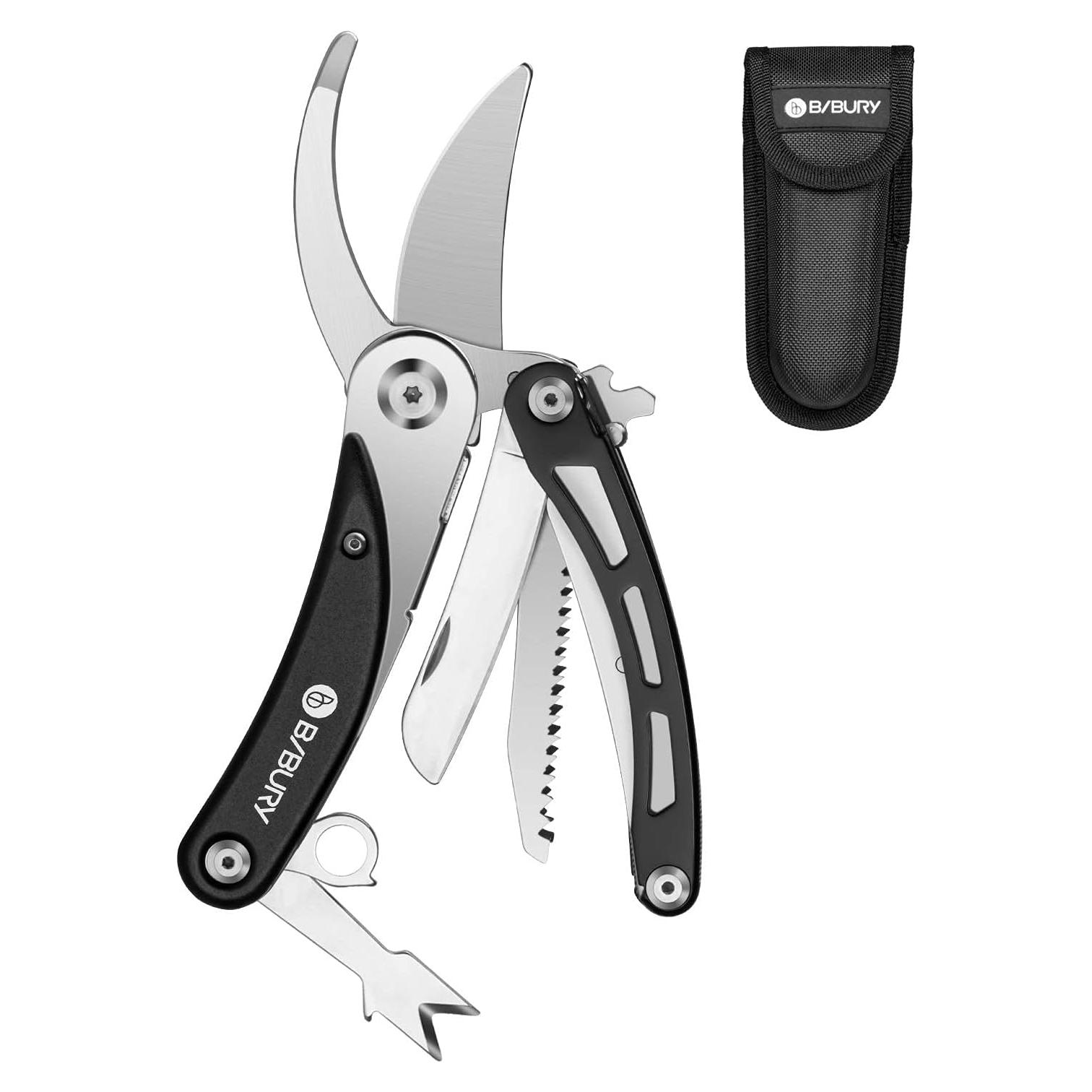 Tijeras de Jardinería Multifuncionales BIBURY 5 en 1 Acero Inoxidable