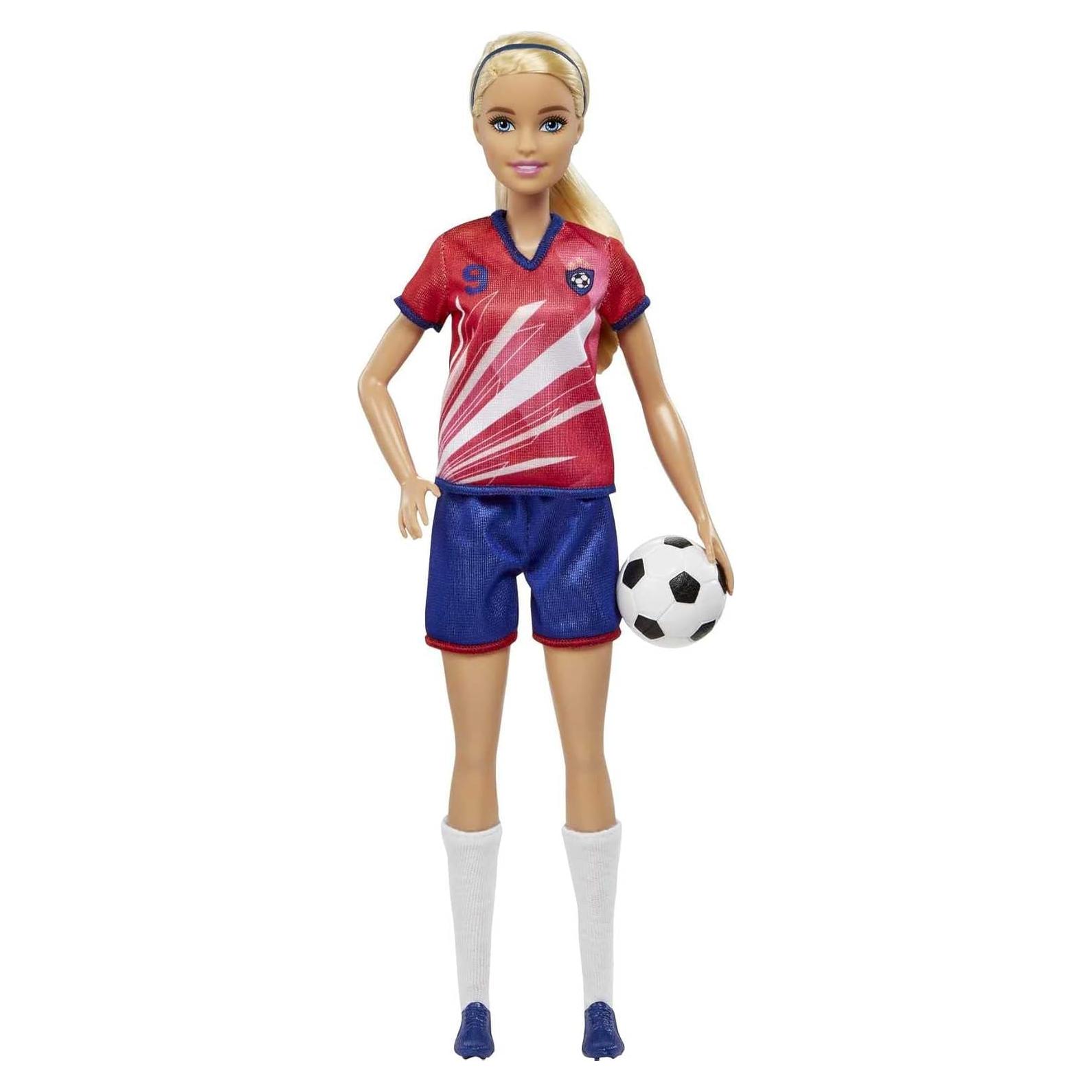 Muñeca de Fútbol Barbie Mattel #9 con Balón y Accesorios