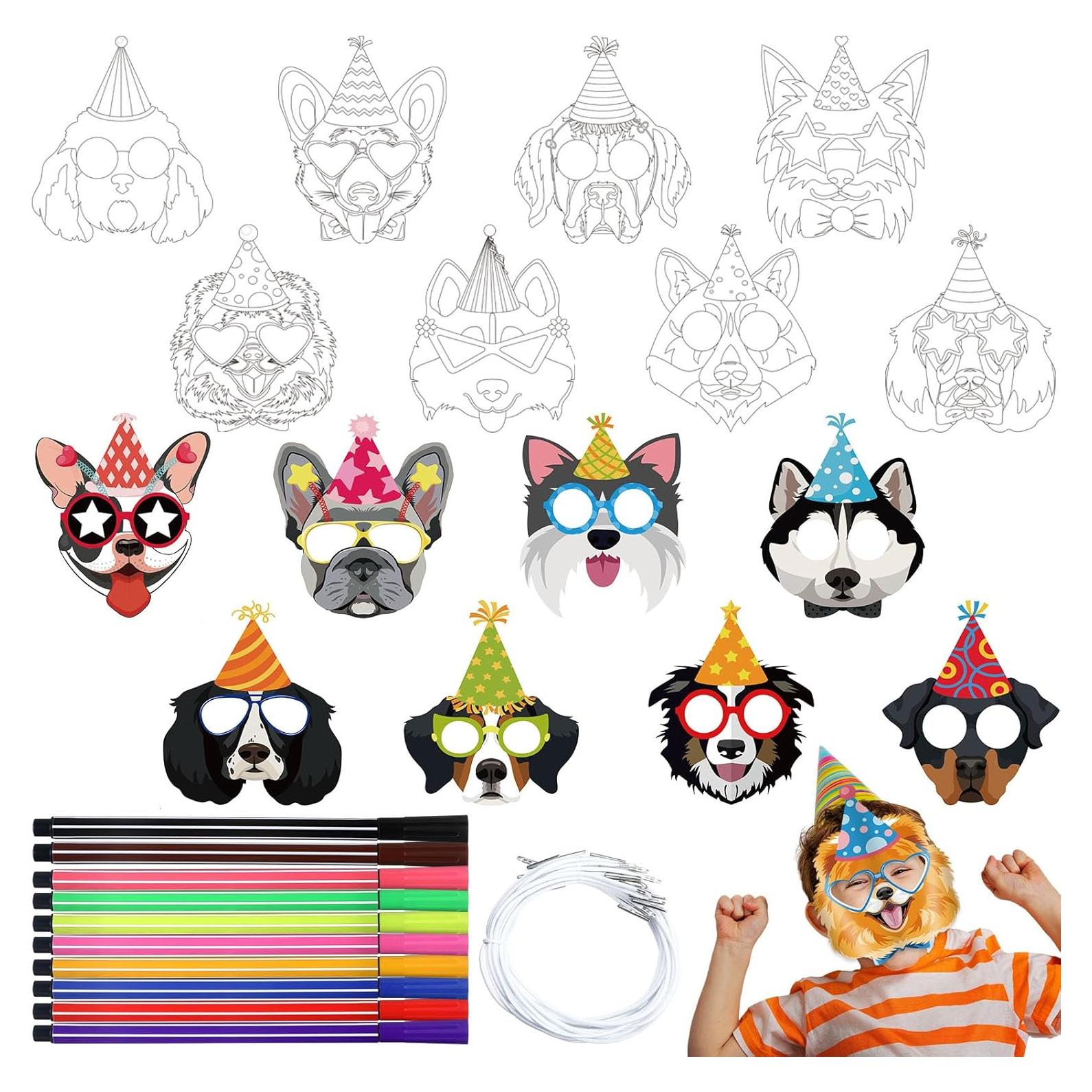 Set de 16 Máscaras de Animales Lenwen para Colorear