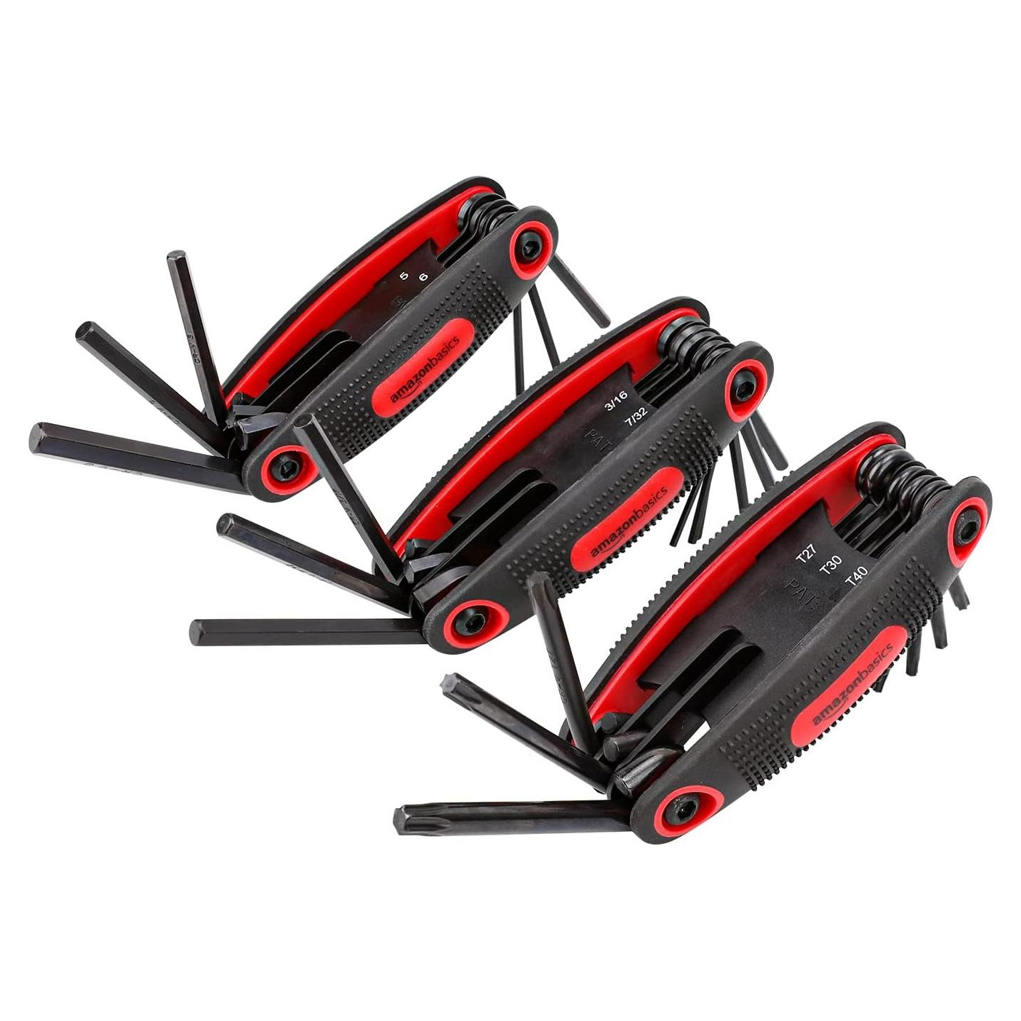 Juego de Llaves Hexagonales Plegables Amazon Basics, 3 Piezas