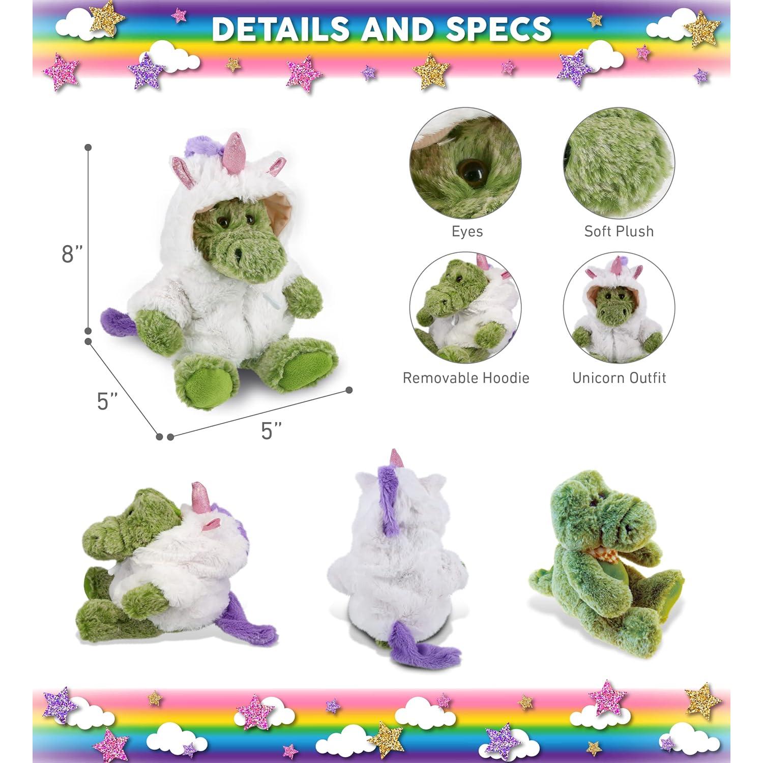 DolliBu Peluche Cocodrilo Unicornio 20cm Suave y Personalizable