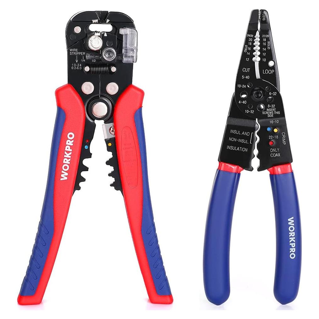 Juego de Pelacables WORKPRO 8" Autoajustables y Multi-Herramienta