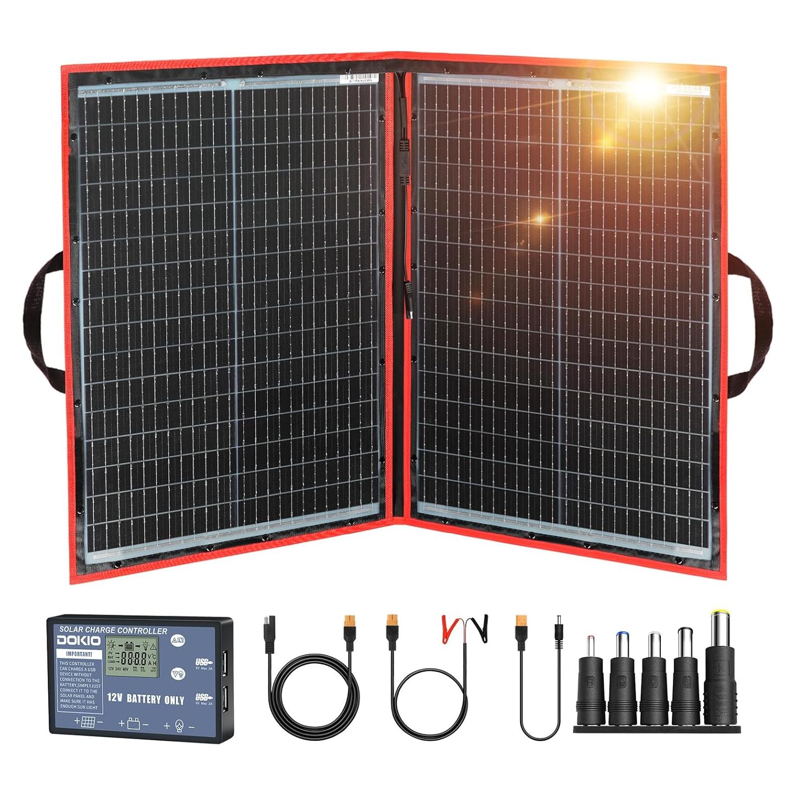 Panel Solar Plegable DOKIO 100W 18V con USB para Camping