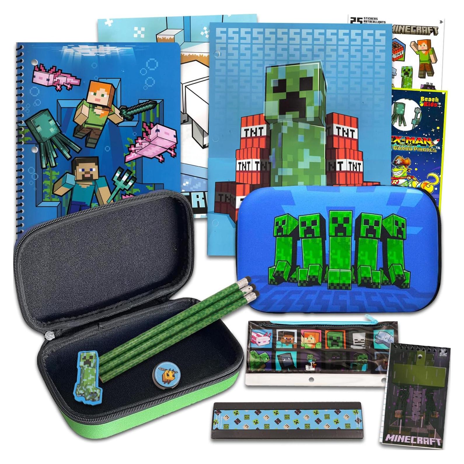 Conjunto de Suministros Escolares Minecraft - Estuche y Cuadernos