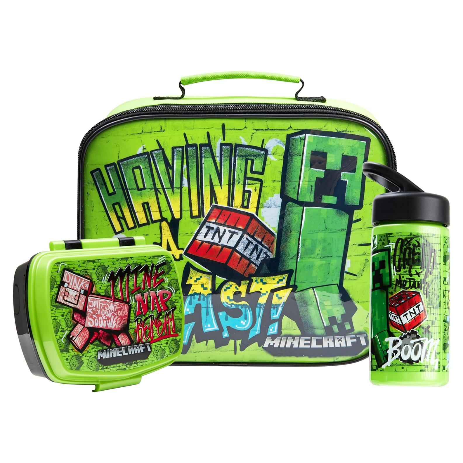 Juego de Almuerzo Minecraft 3 Piezas - Caja, Bolsa y Botella