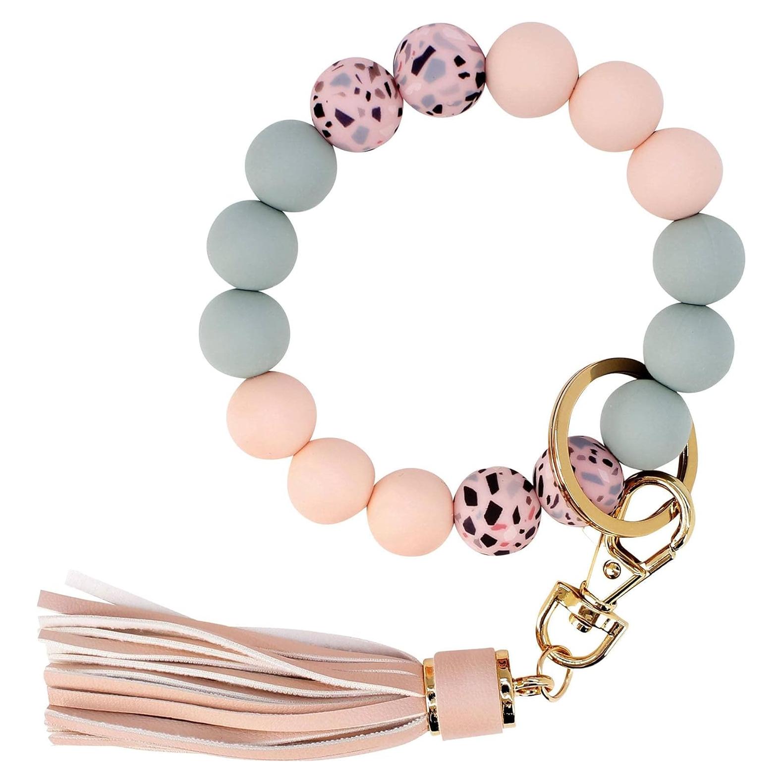 Pulsera de llavero BIHRTC para mujeres, silicona rosa 6.35 cm