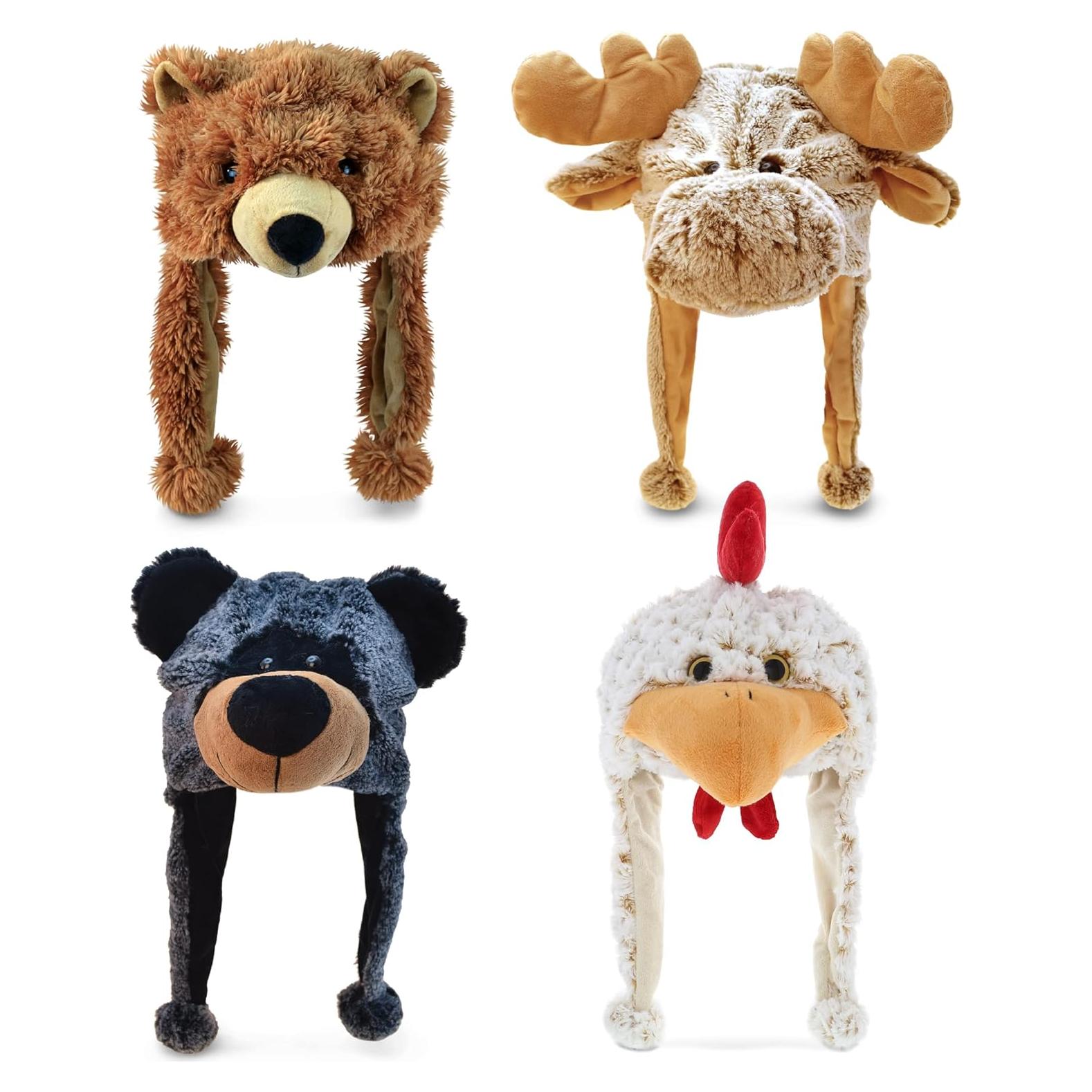 Conjunto de Sombreros de Peluche DolliBu 4 Animales Suaves