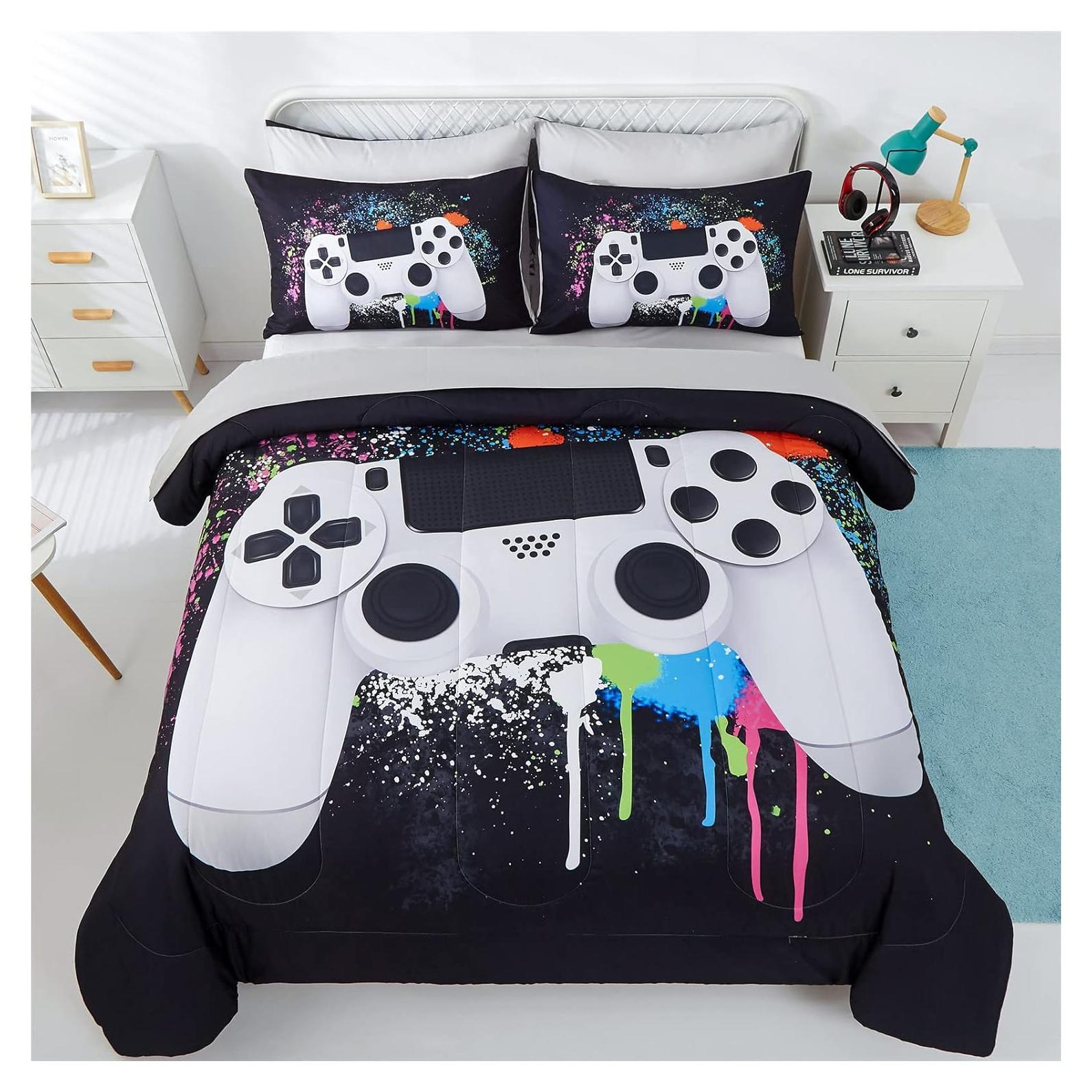 Juego de Ropa de Cama KAKKI Twin 4 Piezas Videojuego 3D