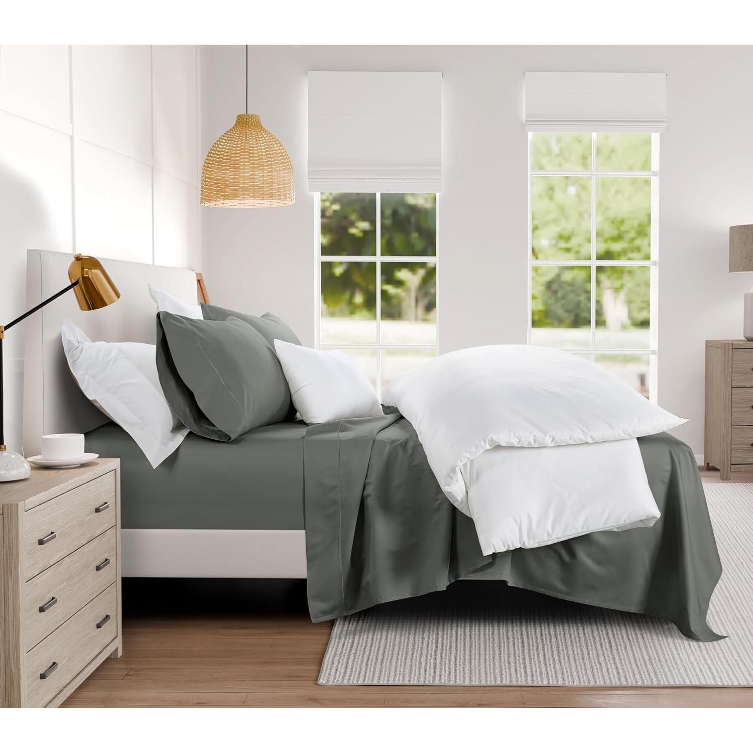 Sábanas Queen Chateau Home Collection 1000 Hilos Algodón Carbón