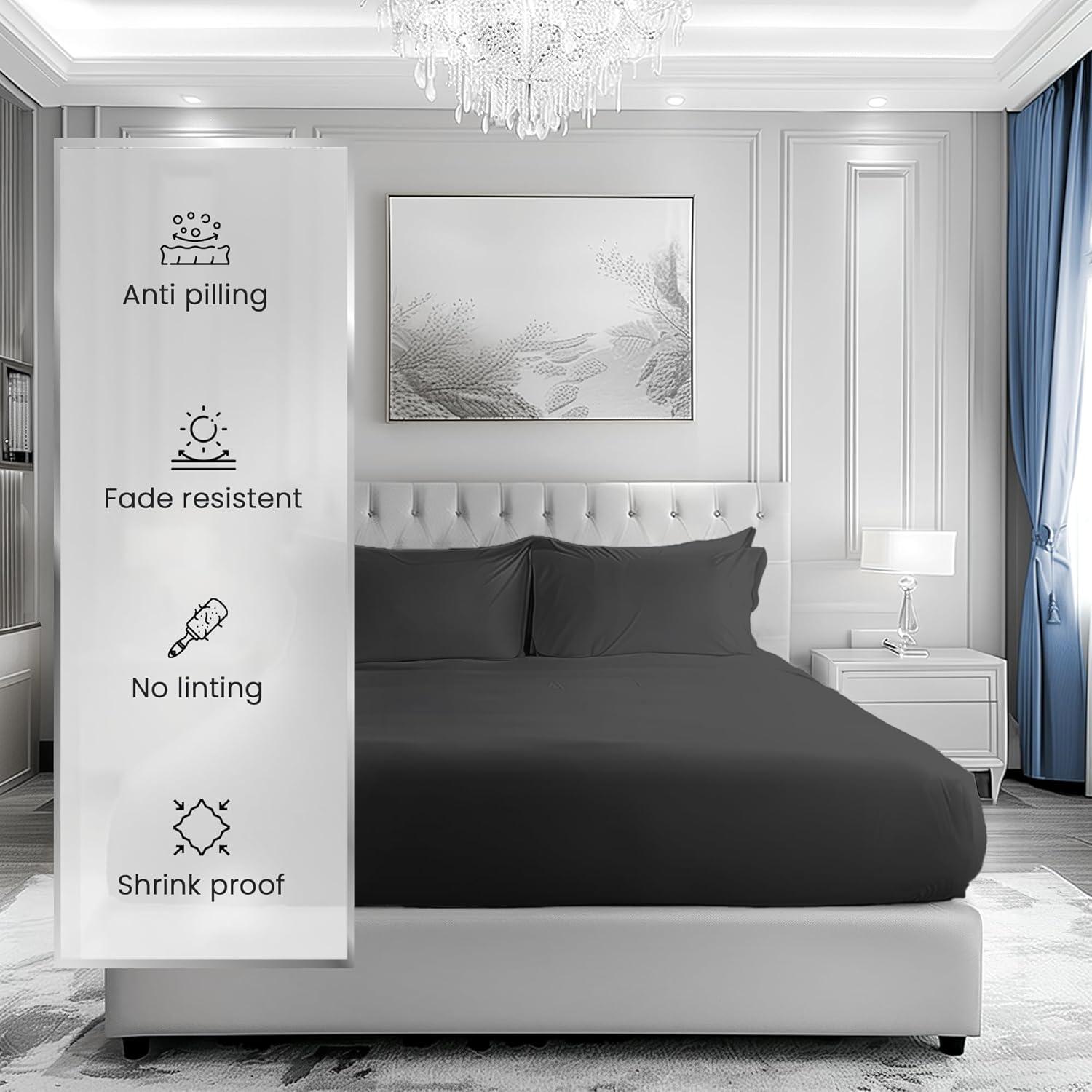 Sábanas Queen Chateau Home Collection 1000 Hilos Algodón Carbón