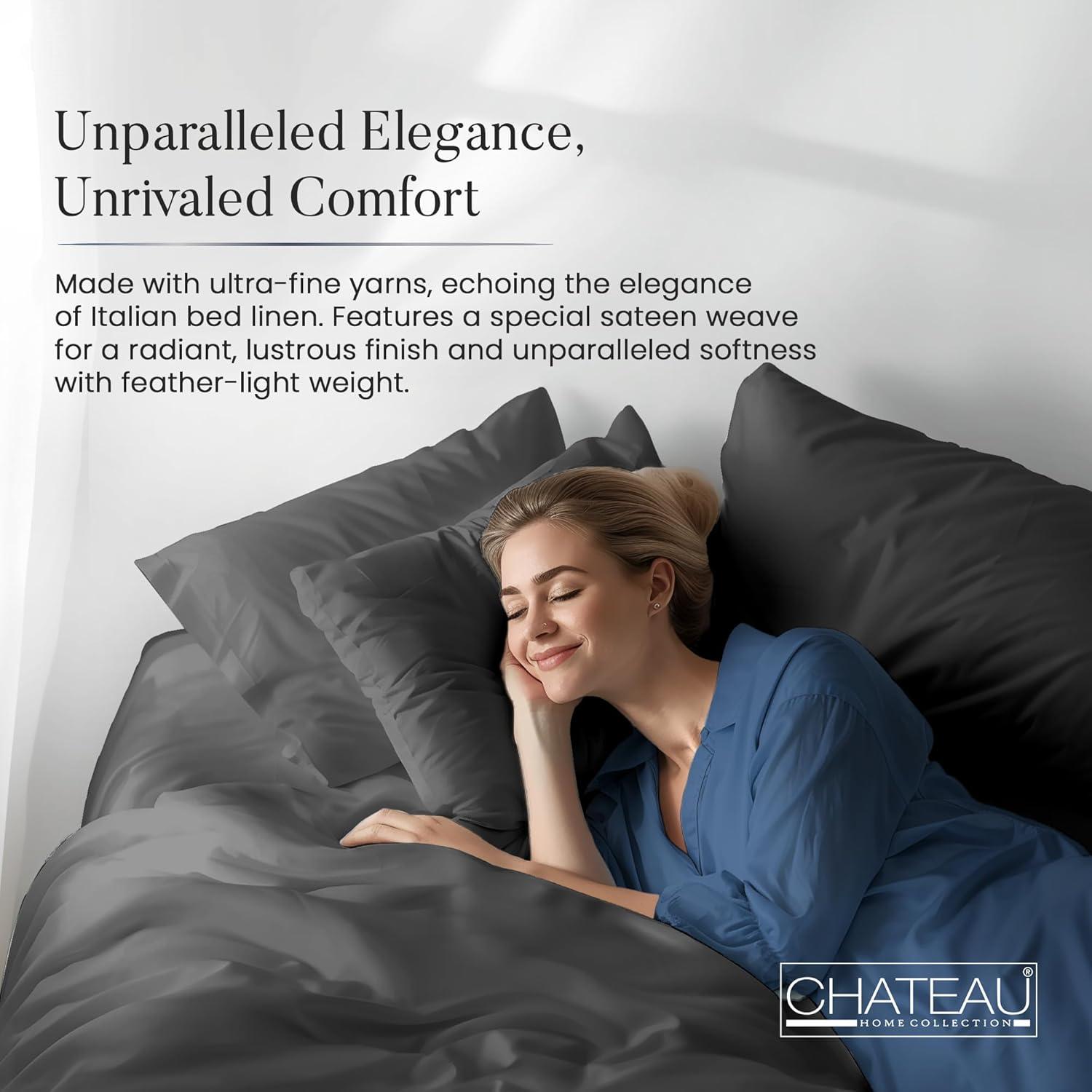 Sábanas Queen Chateau Home Collection 1000 Hilos Algodón Carbón