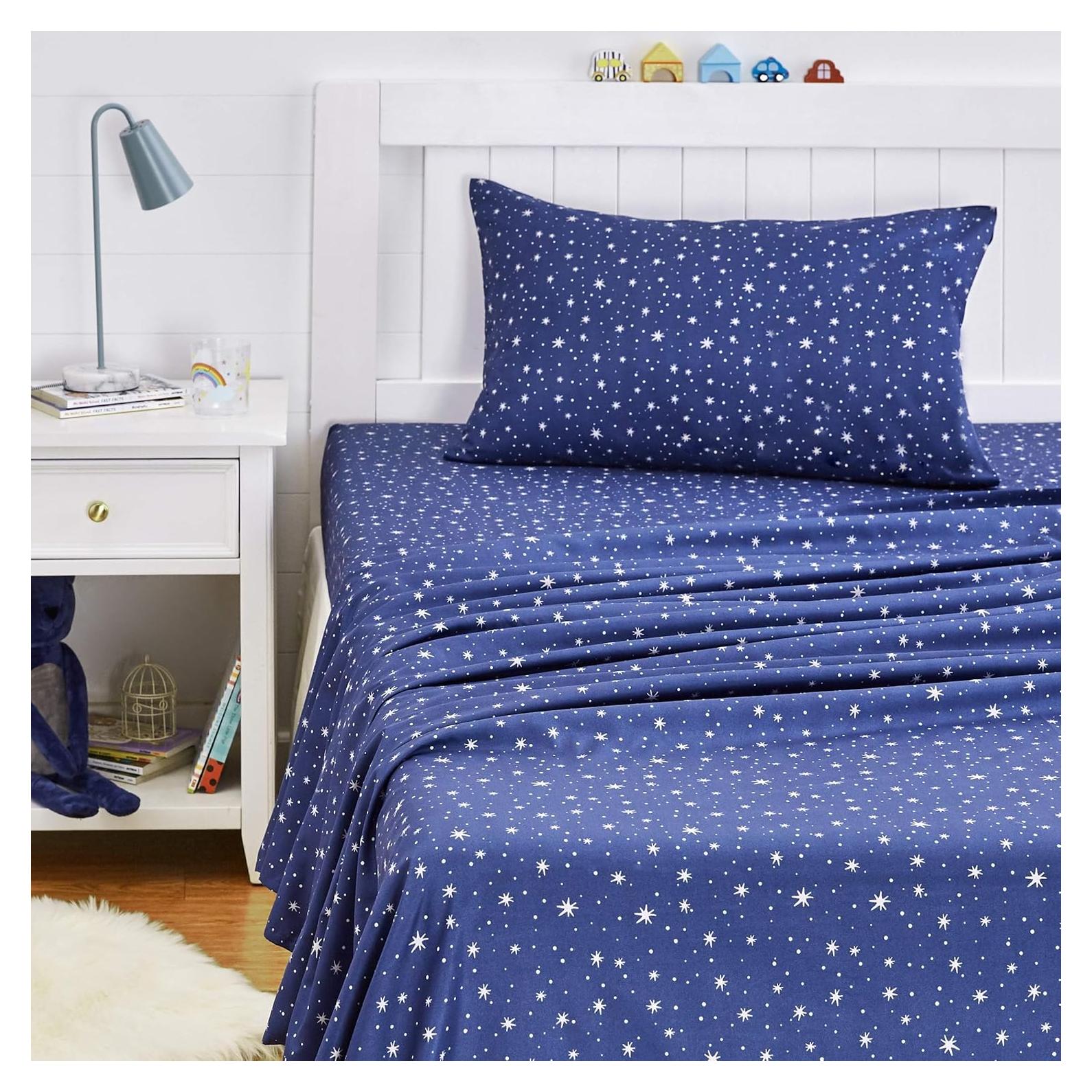 Juego de Sábanas Twin 3 Piezas Microfibra Amazon Basics Galaxia Marina