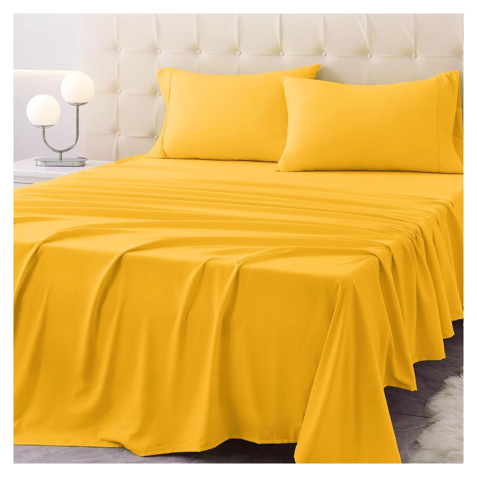 Juego de Sábanas Individual Homilay Microfibra 3 Piezas Amarillo