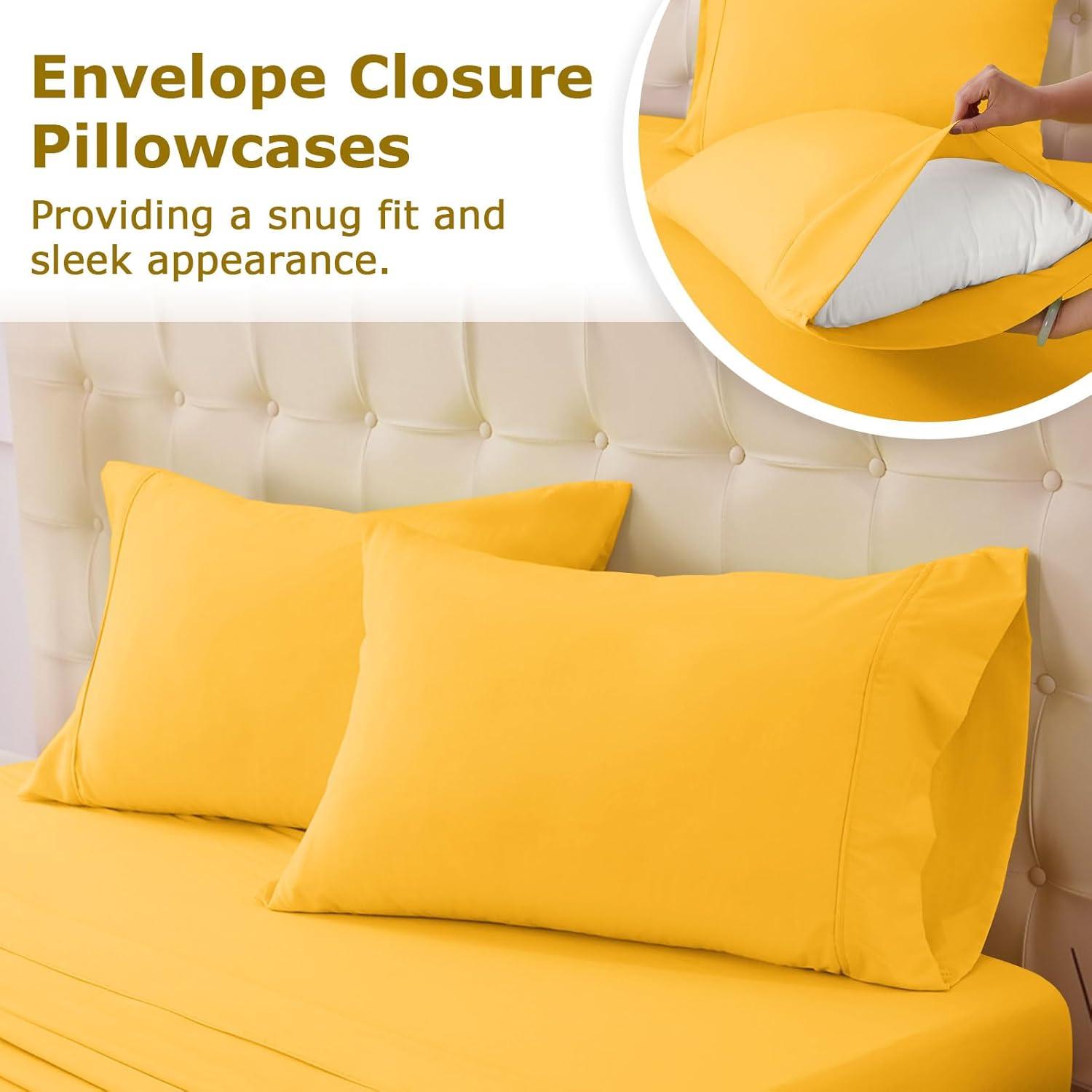 Juego de Sábanas Individual Homilay Microfibra 3 Piezas Amarillo