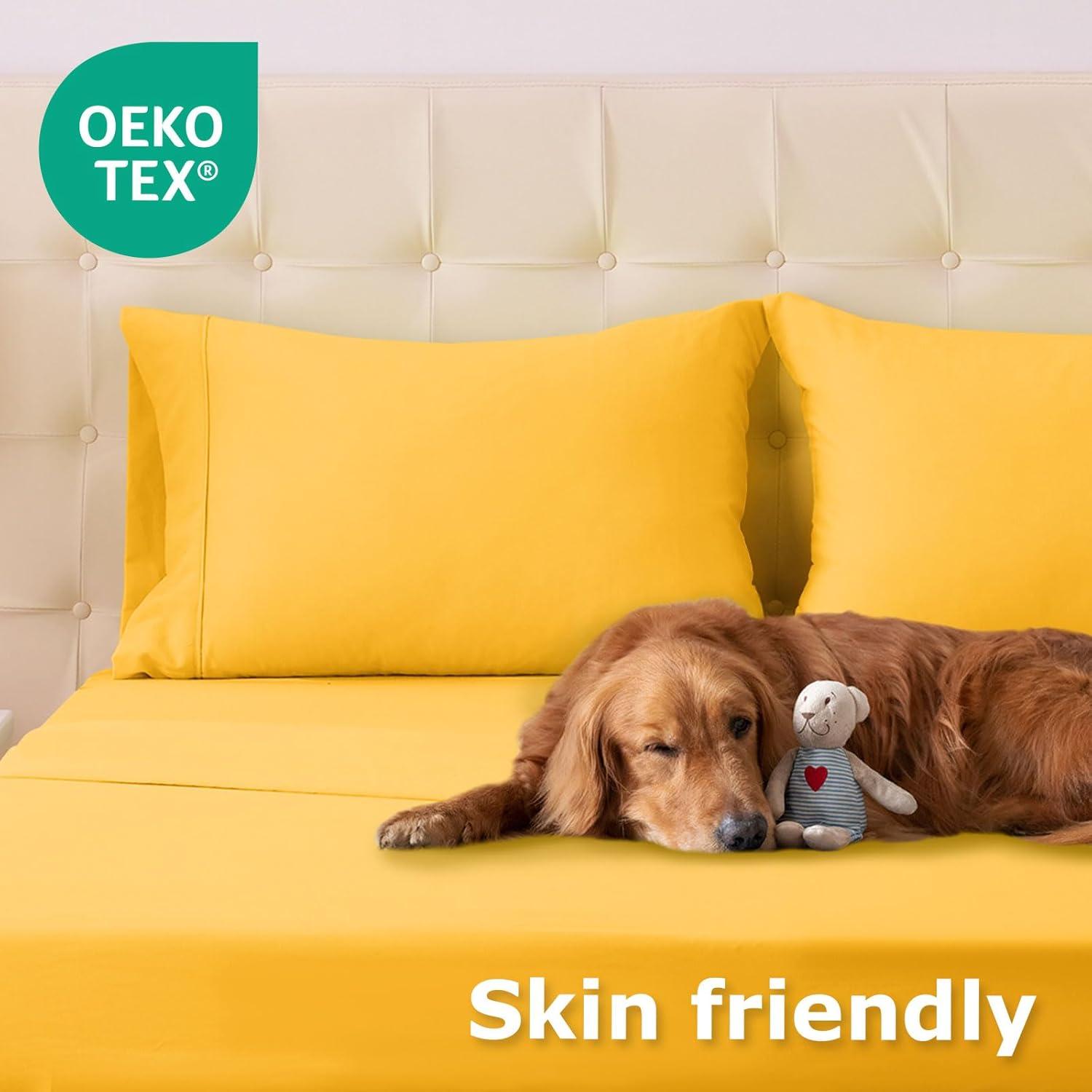 Juego de Sábanas Individual Homilay Microfibra 3 Piezas Amarillo