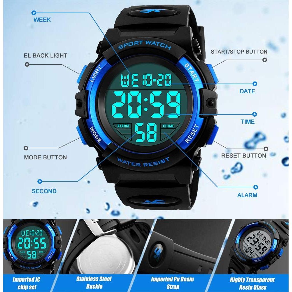 Reloj Digital Impermeable para Niños KIDPER con LED y Alarma