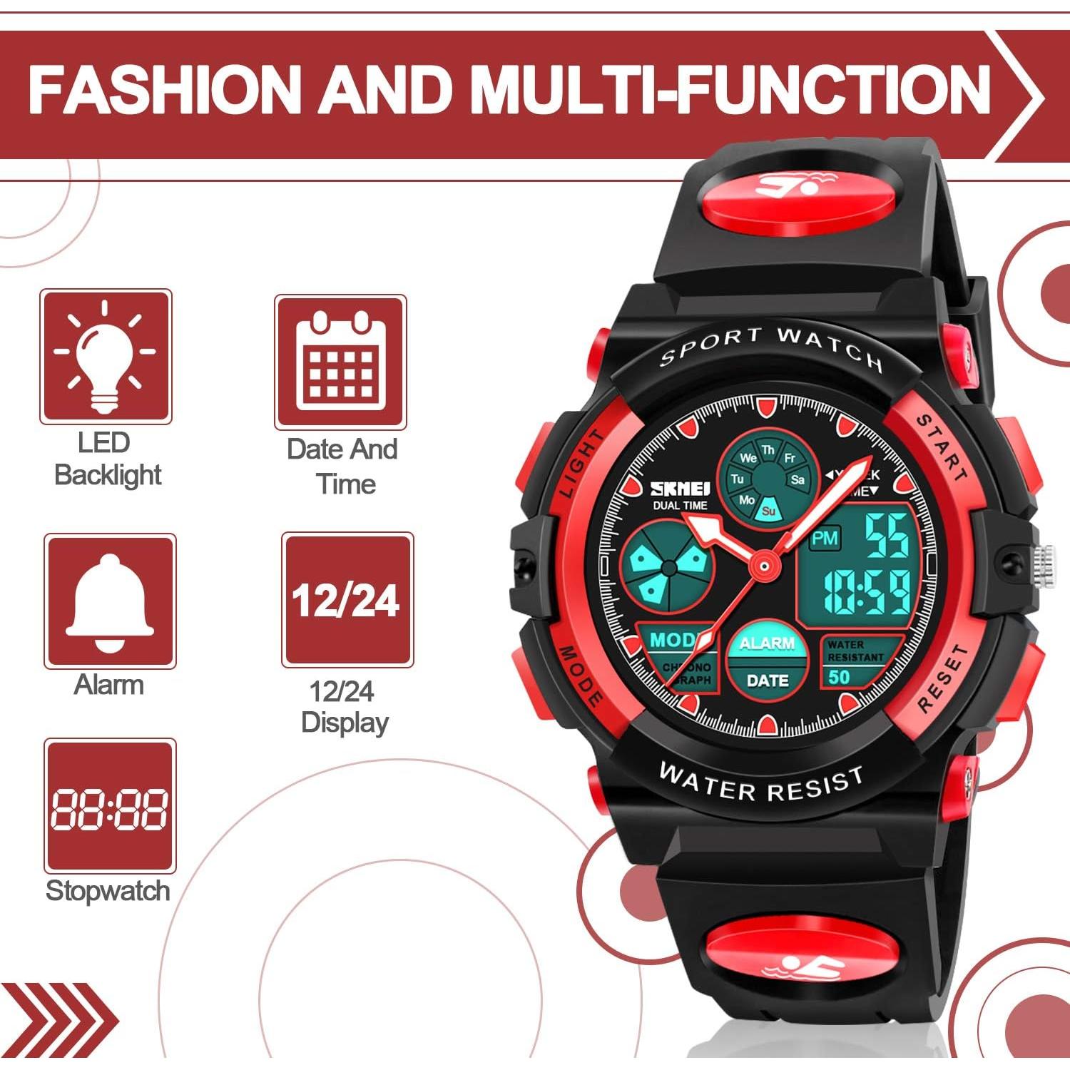 Reloj Digital Deportivo Impermeable Dodosky para Niños Rojo