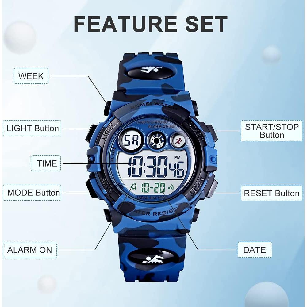 Reloj Digital Deportivo Golden Hour para Niños Camo 50M
