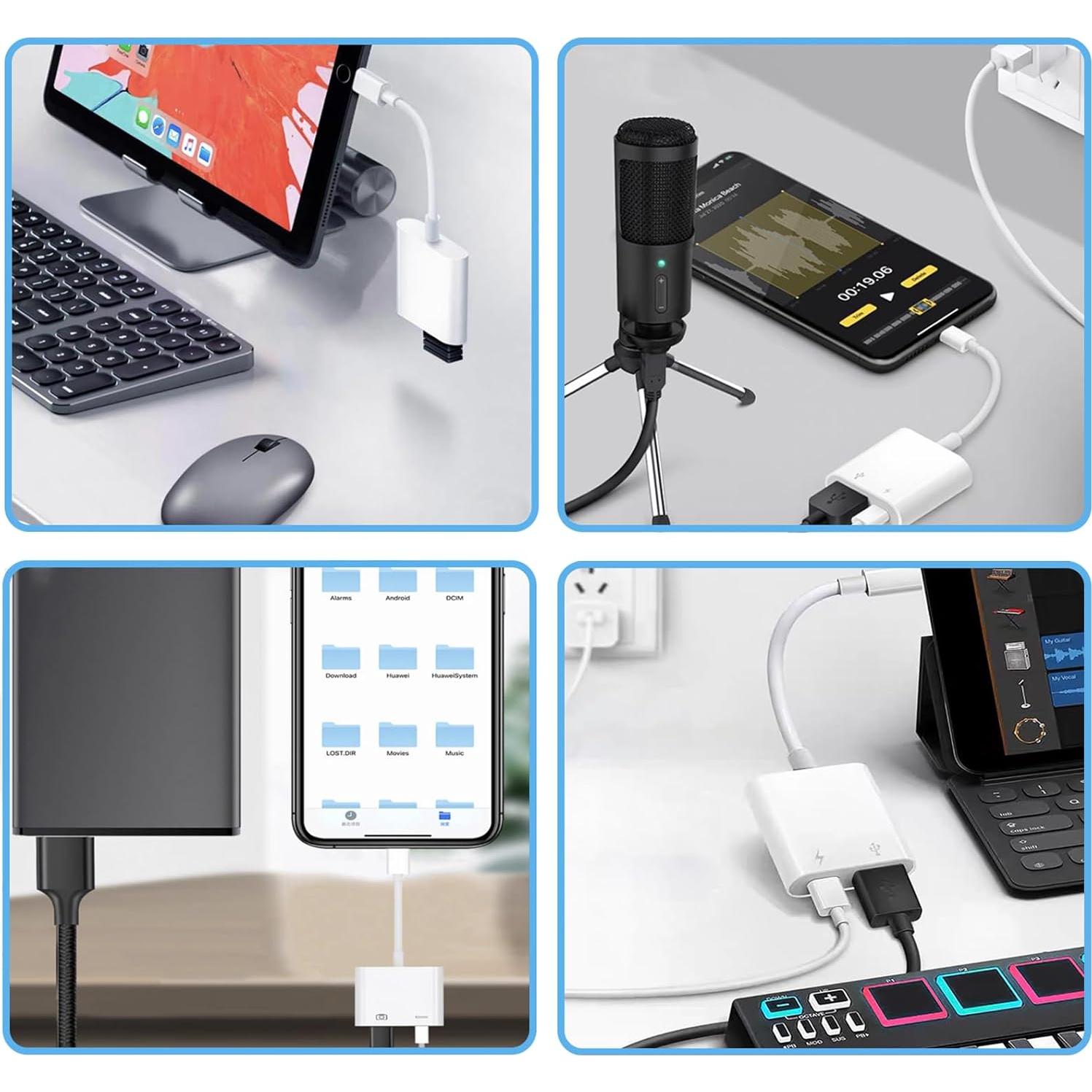 Adaptador de Cámara Lightning a USB Untvie con Carga - iPhone/iPad