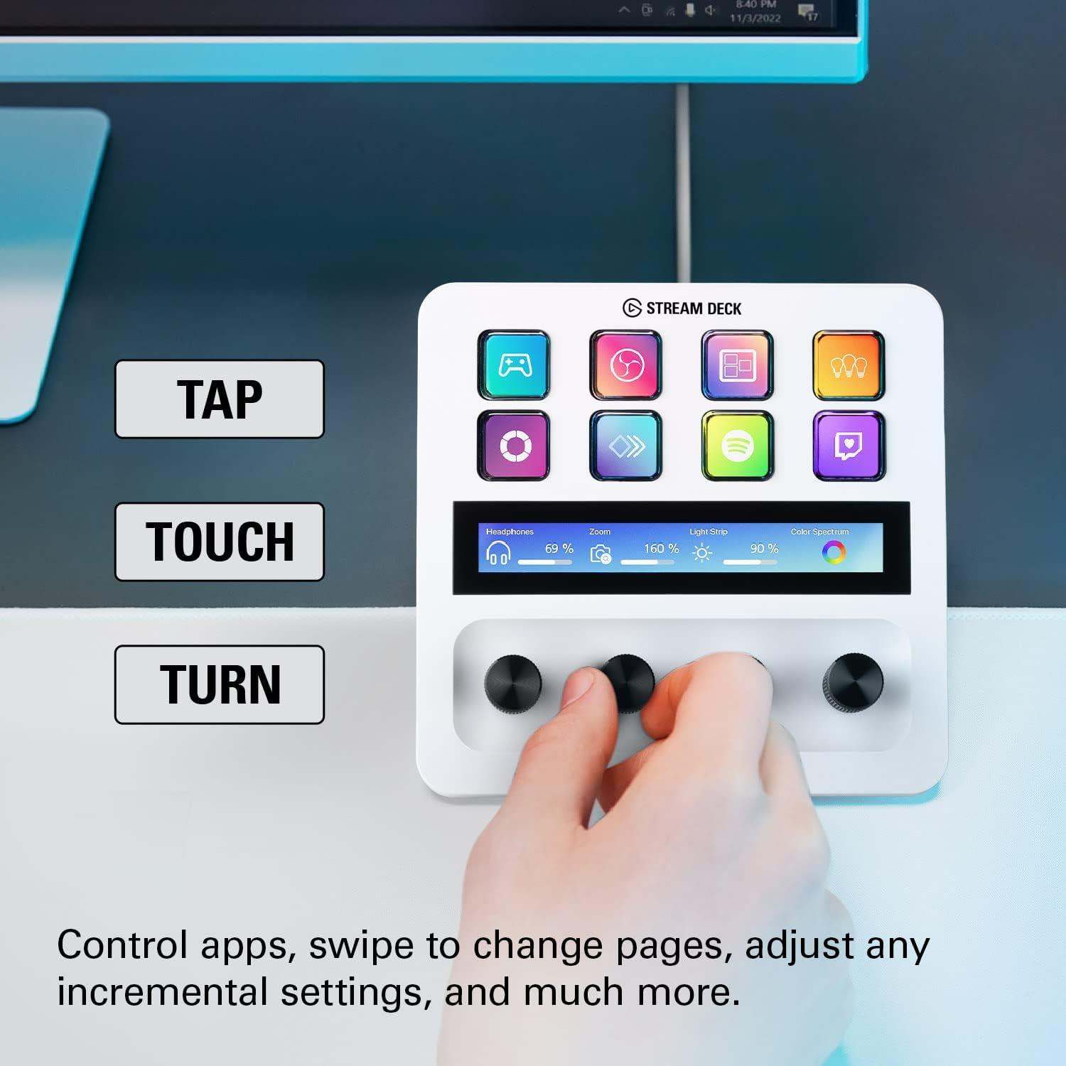 Elgato Stream Deck + Blanco - 8 teclas LCD personalizables
