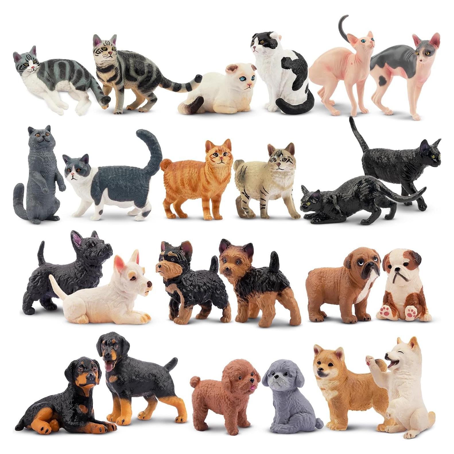 Juego de 24 figuras de gatos y perros EYSCOTA