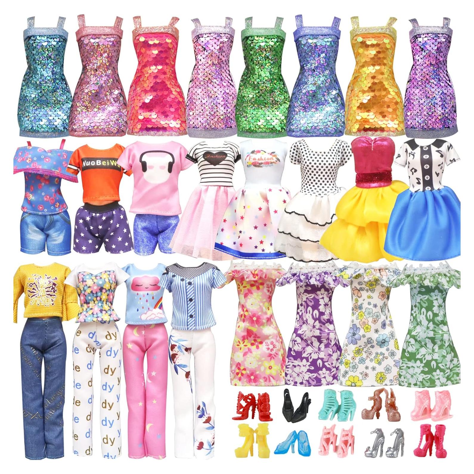 20 Pcs Ropa para Muñecas Carreuty 29 cm 3 Vestidos y 10 Zapatos