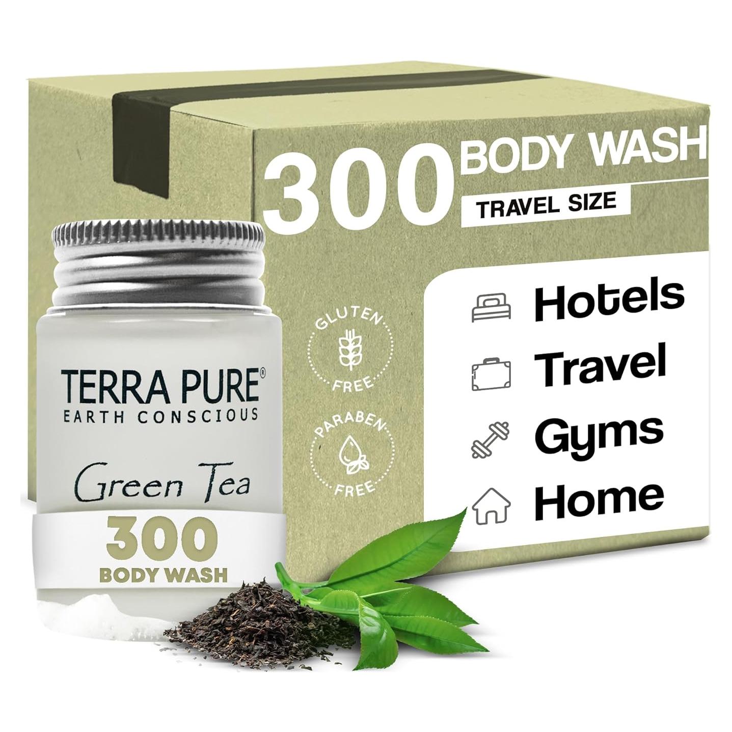 Gel de Ducha Terra Pure Té Verde 30 ml - 300 Piezas con Aloe Vera