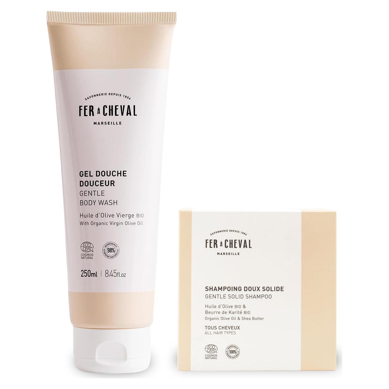 Juego de Champú Sólido y Gel de Ducha Fer à Cheval - Natural y Hipoalergénico