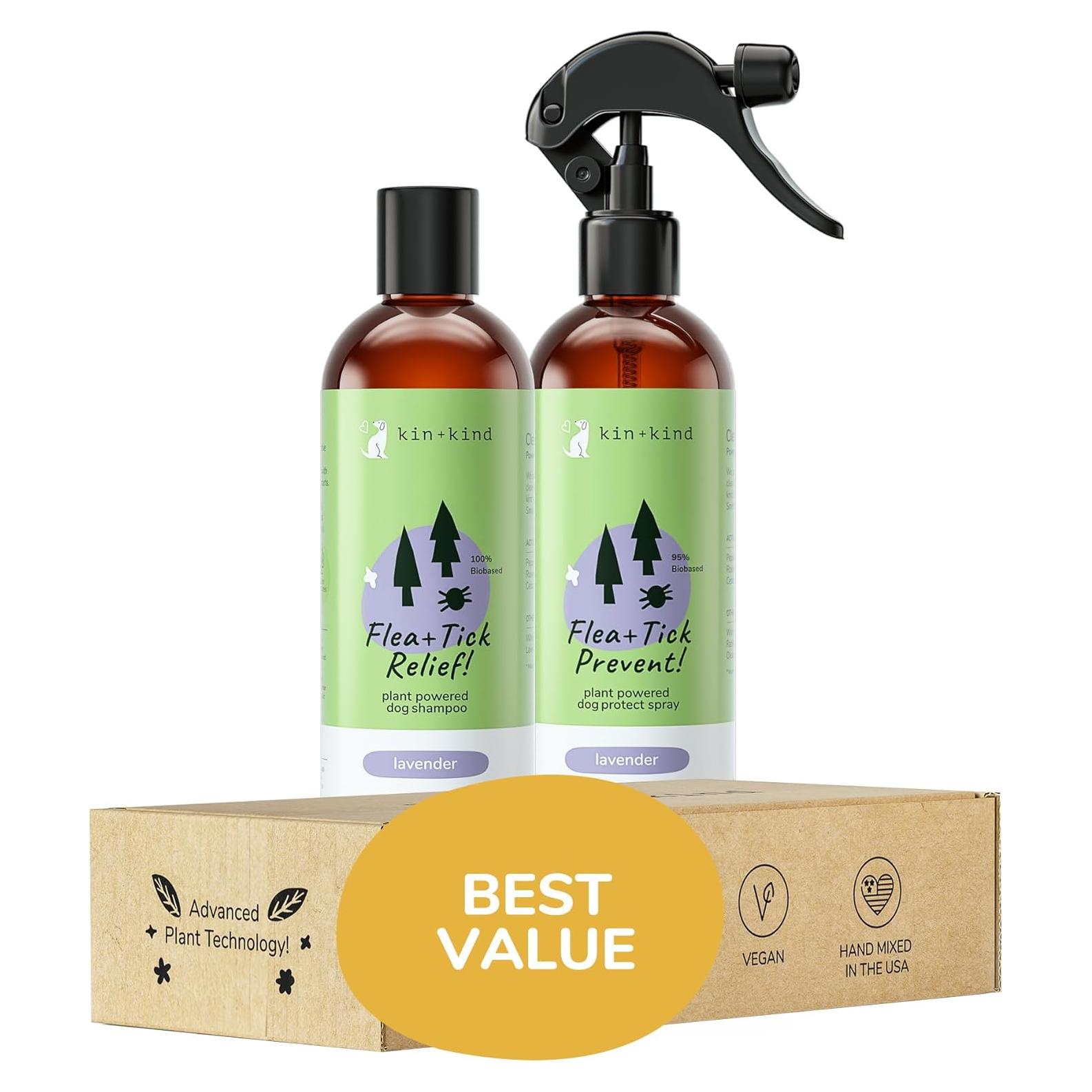 Set Champú y Spray para Pulgas y Garrapatas kin+kind 340g