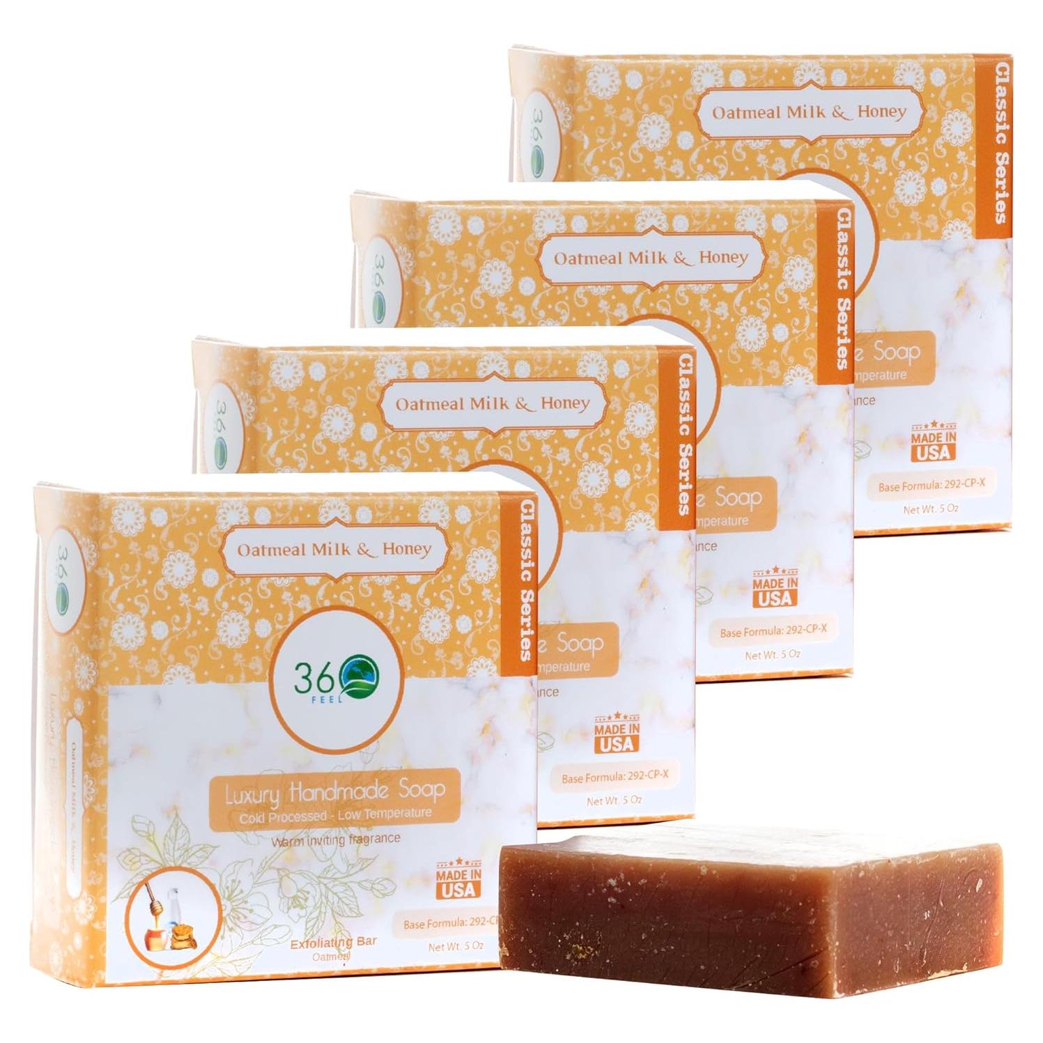 Jabón de Leche de Avena y Miel 360Feel - 4 Paquetes