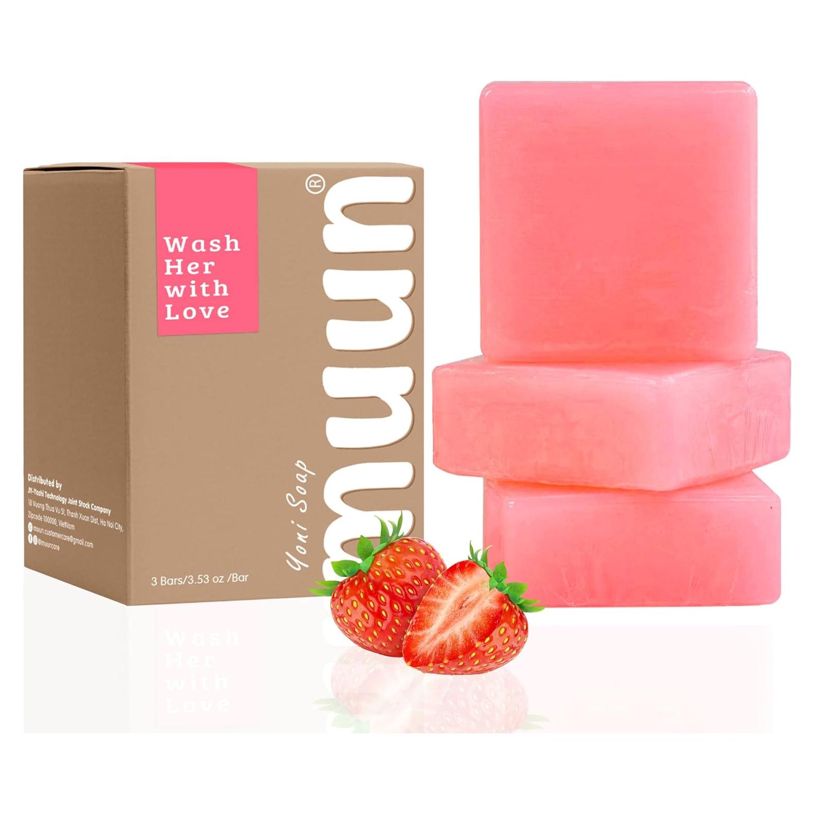 Jabón de Yoni Muun Fresa - Pack 3 Barras - Natural y Equilibrante pH