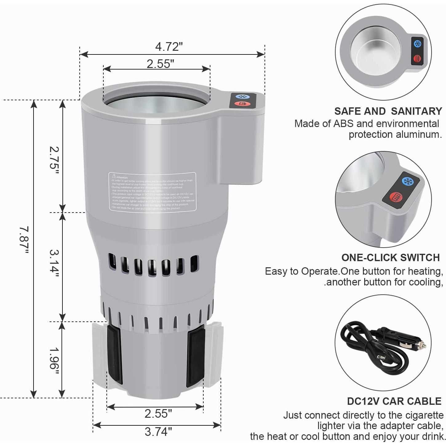 Taza de Café Inteligente ZenRui Gris 12V/24V Calienta y Enfría