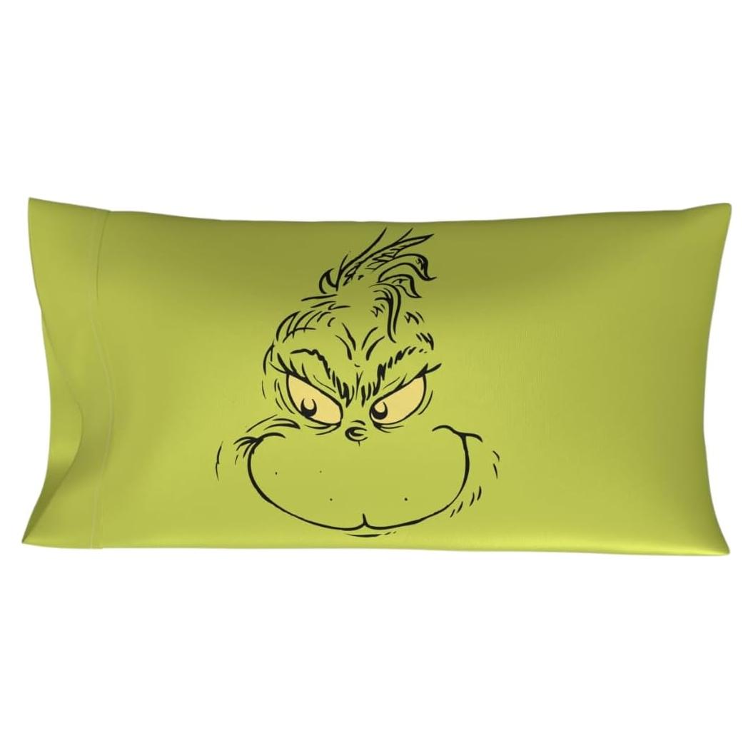 Funda de Almohada King Grinch Franco 100% Satén Verde