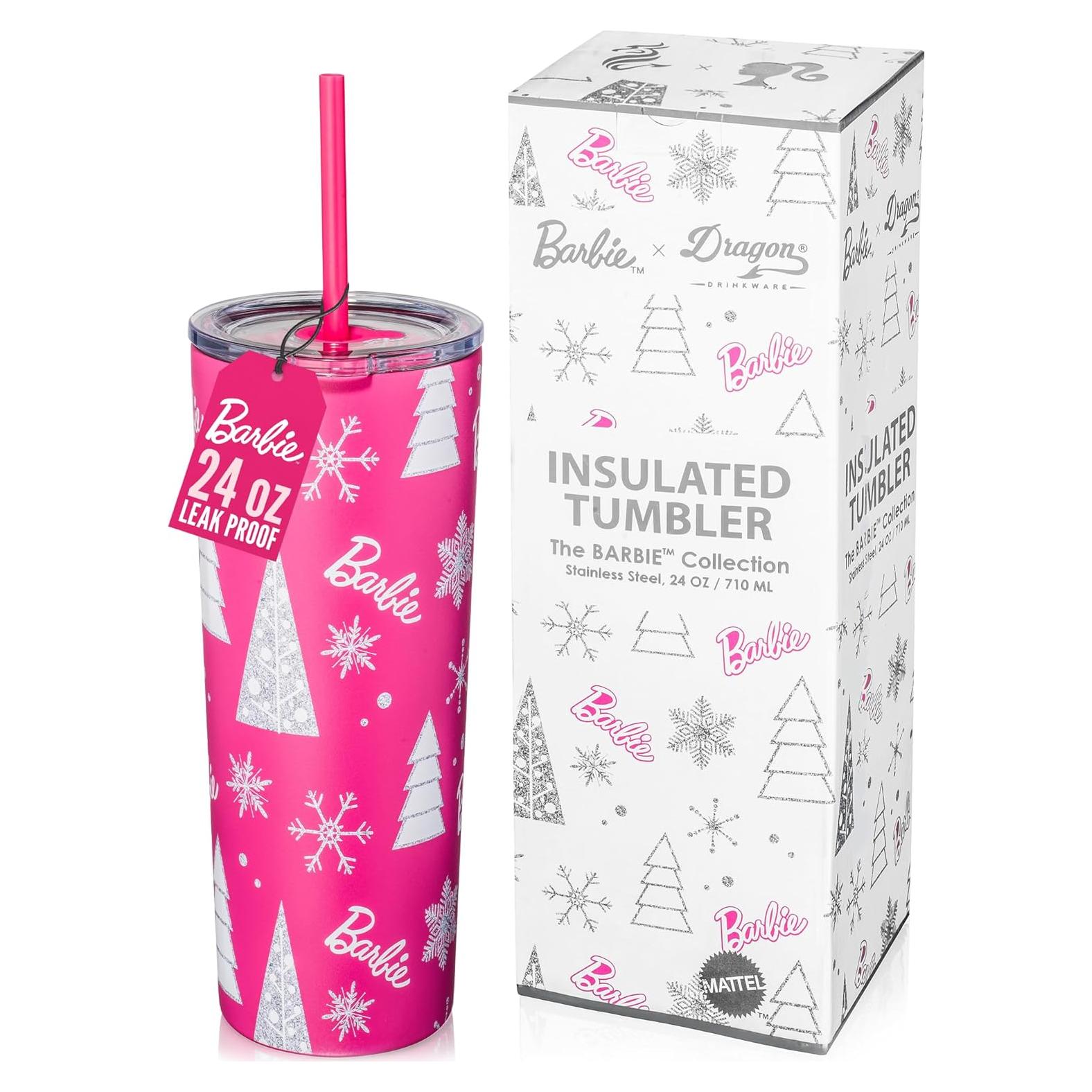 Vaso Aislado Dragon Glassware Barbie 24 oz Rosa Navidad